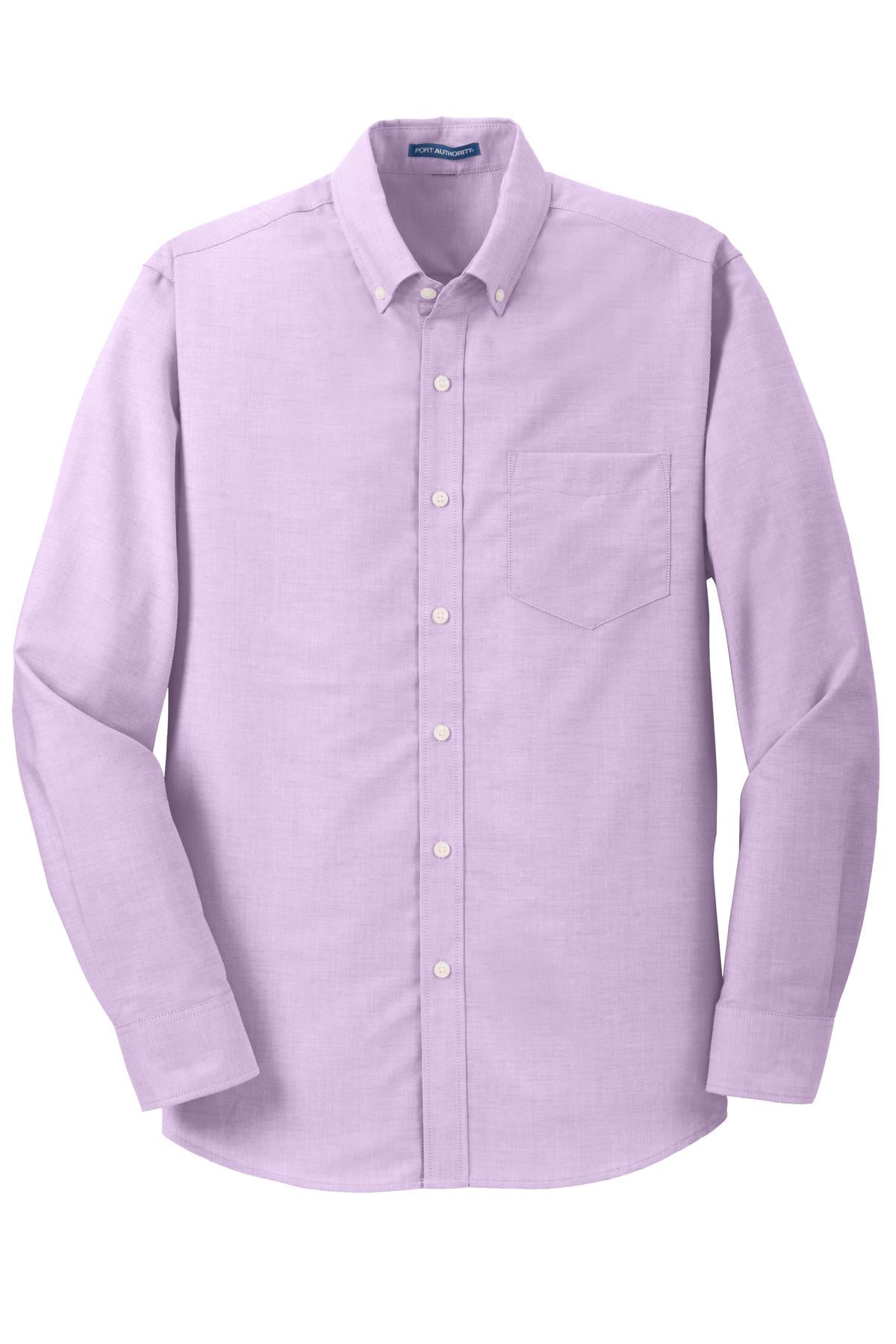 Front View of Soft Purple Port Authority SuperPro Oxford Shirt. S658