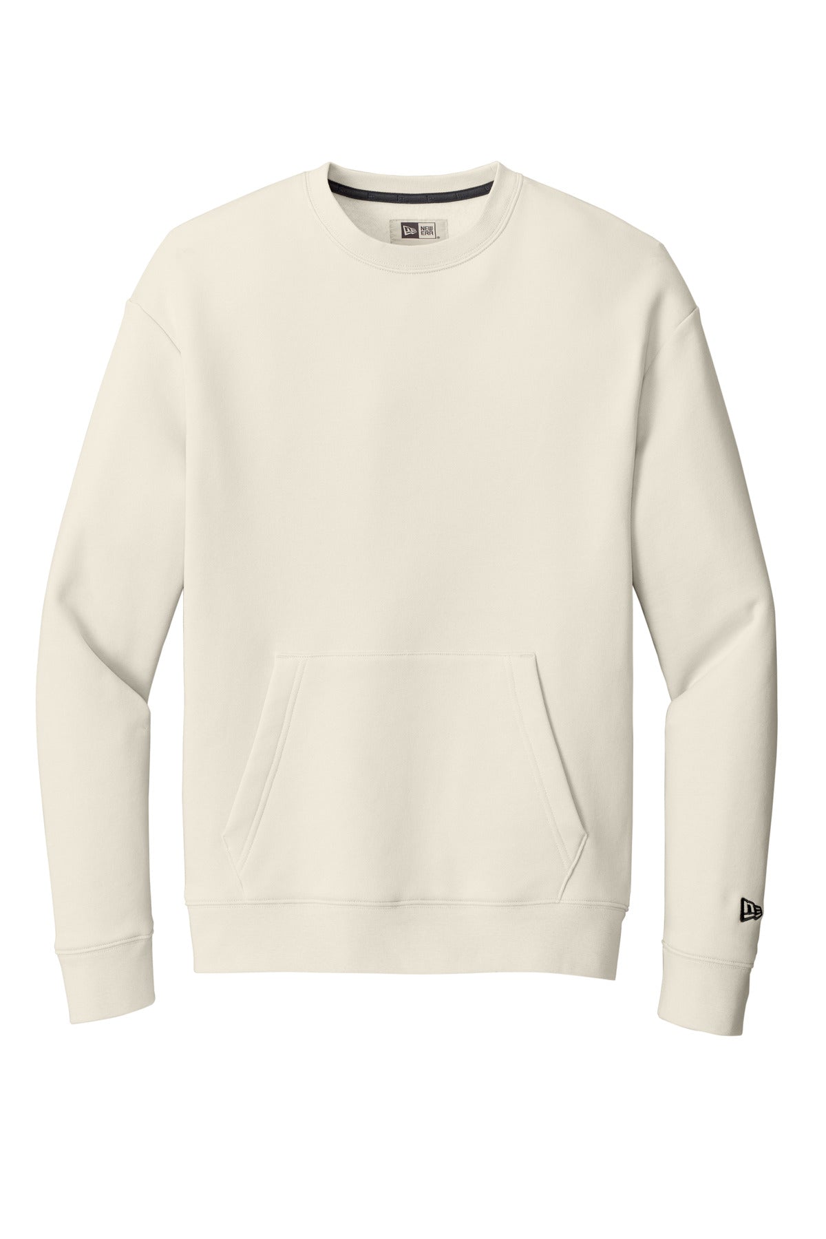 Front View of SoftBeige New Era Heritage Fleece Pocket Crew NEA527