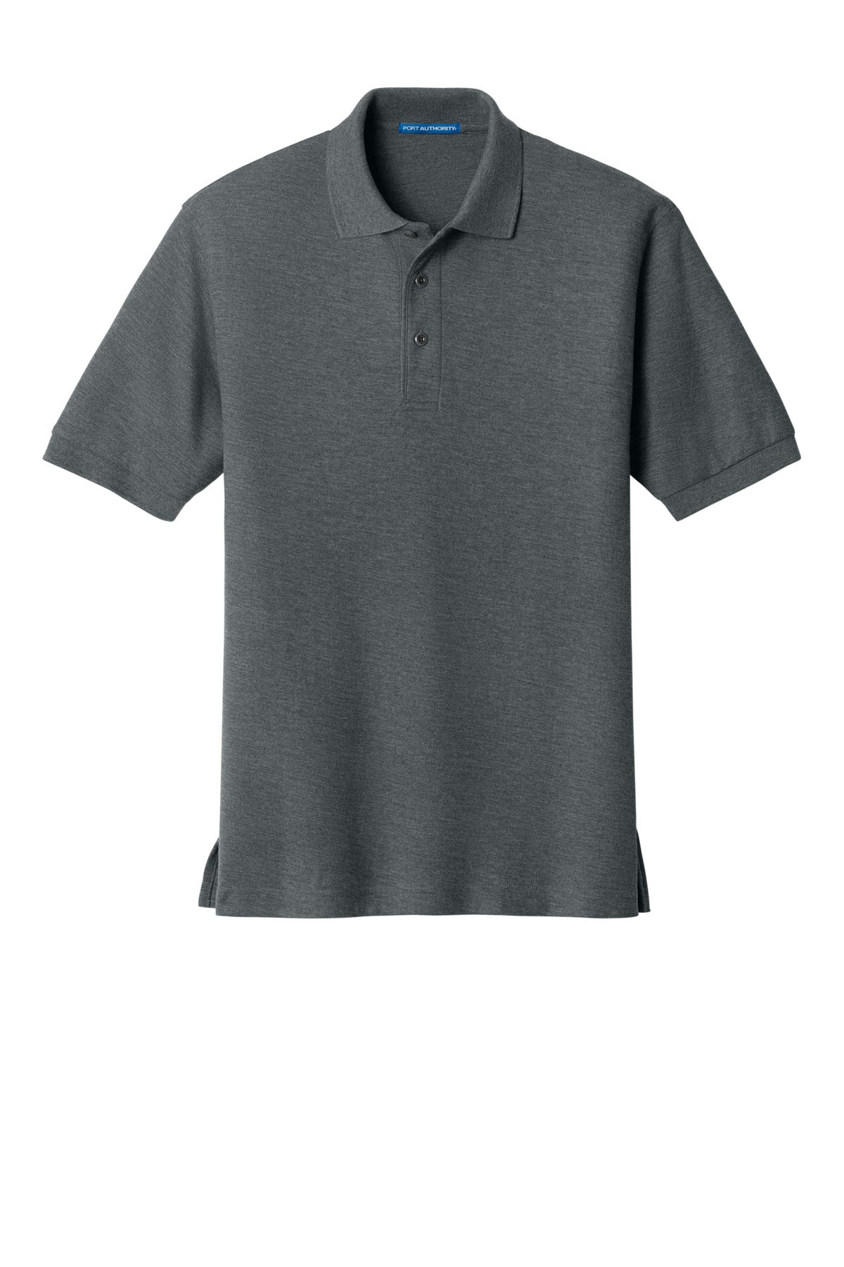 Front View of Steel Grey Port Authority Tall Silk Touch Polo. TLK500