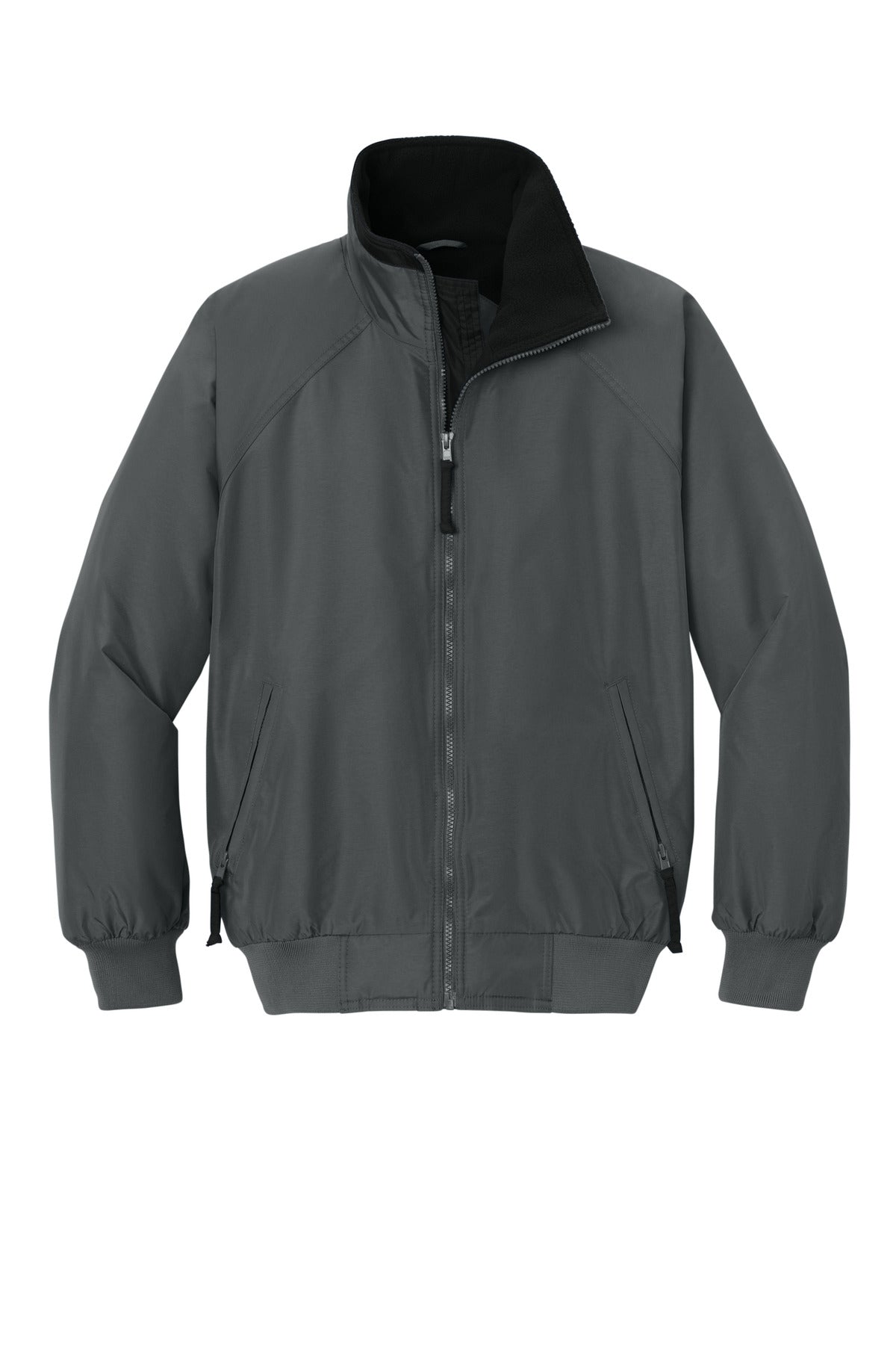 Front View of Steel Gry/T Bk Port Authority Challenger Jacket. J754