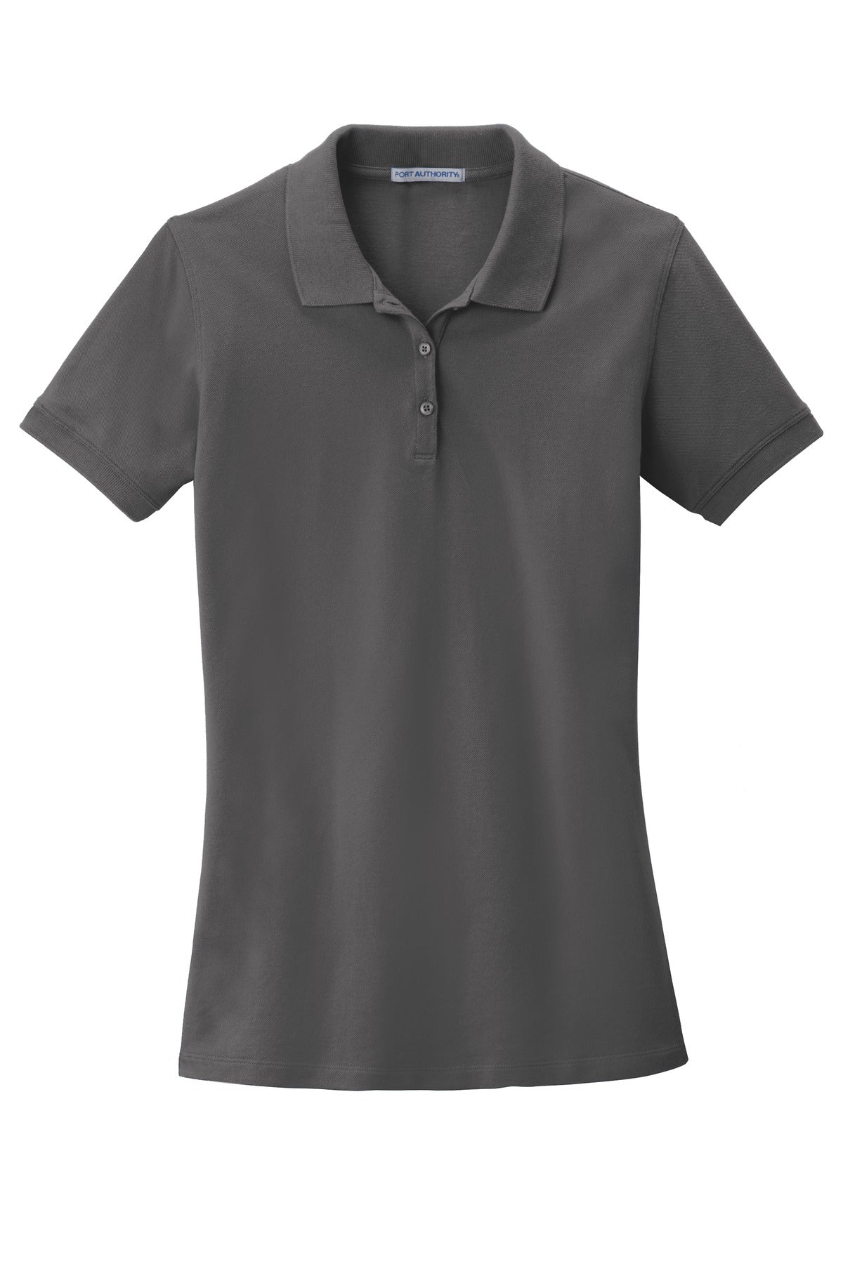 Front View of Sterling Grey Port Authority Women's EZCotton Polo. LK8000