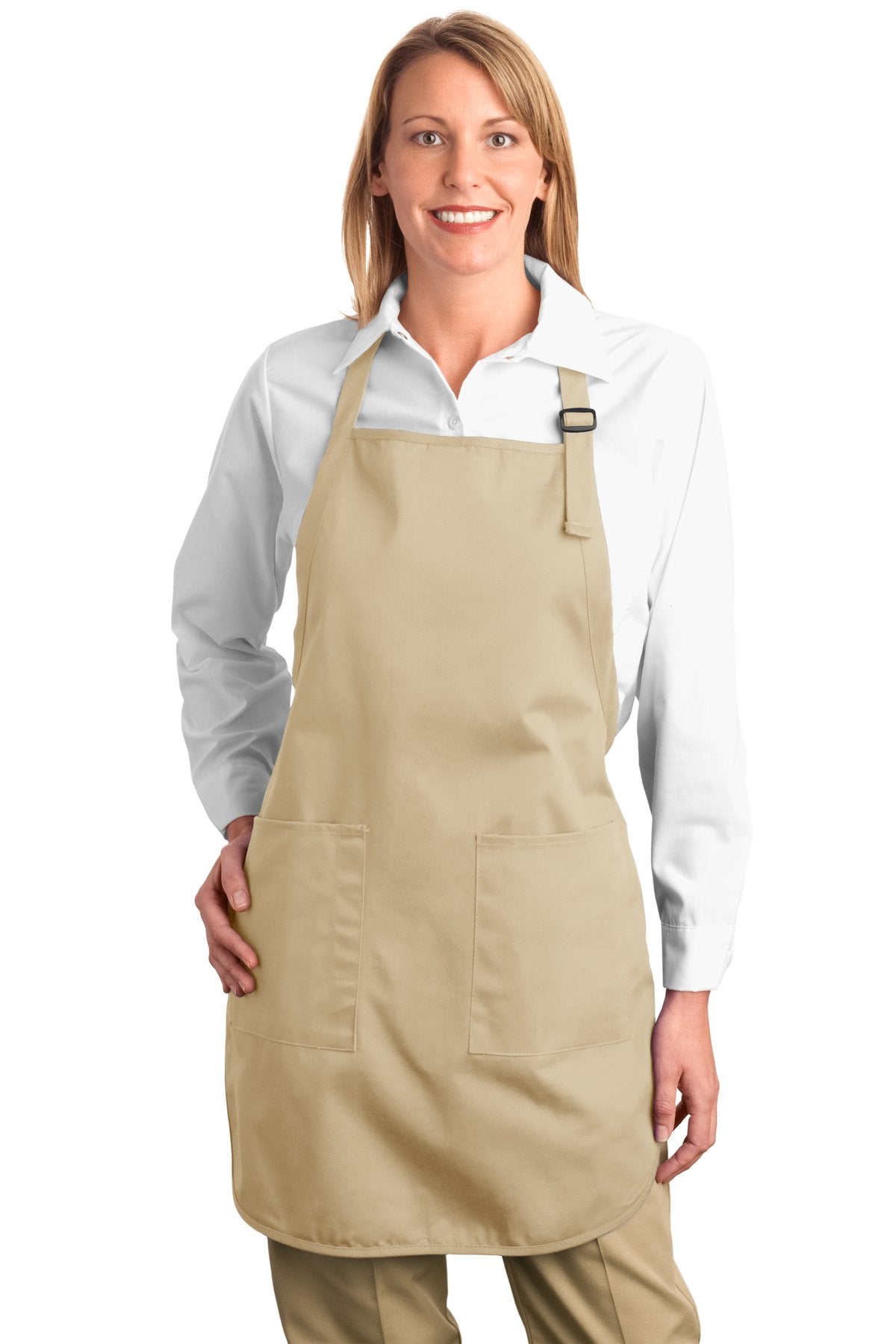 Front View of Stone Port Authority Full-Length Apron with Pockets. A500
