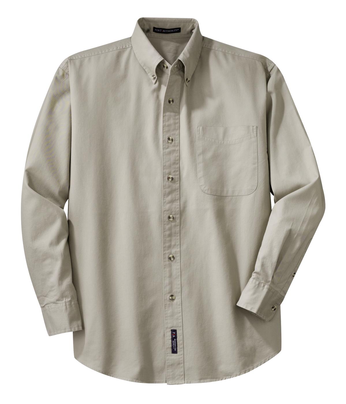 Front View of Stone Port Authority Long Sleeve Twill Shirt. S600T
