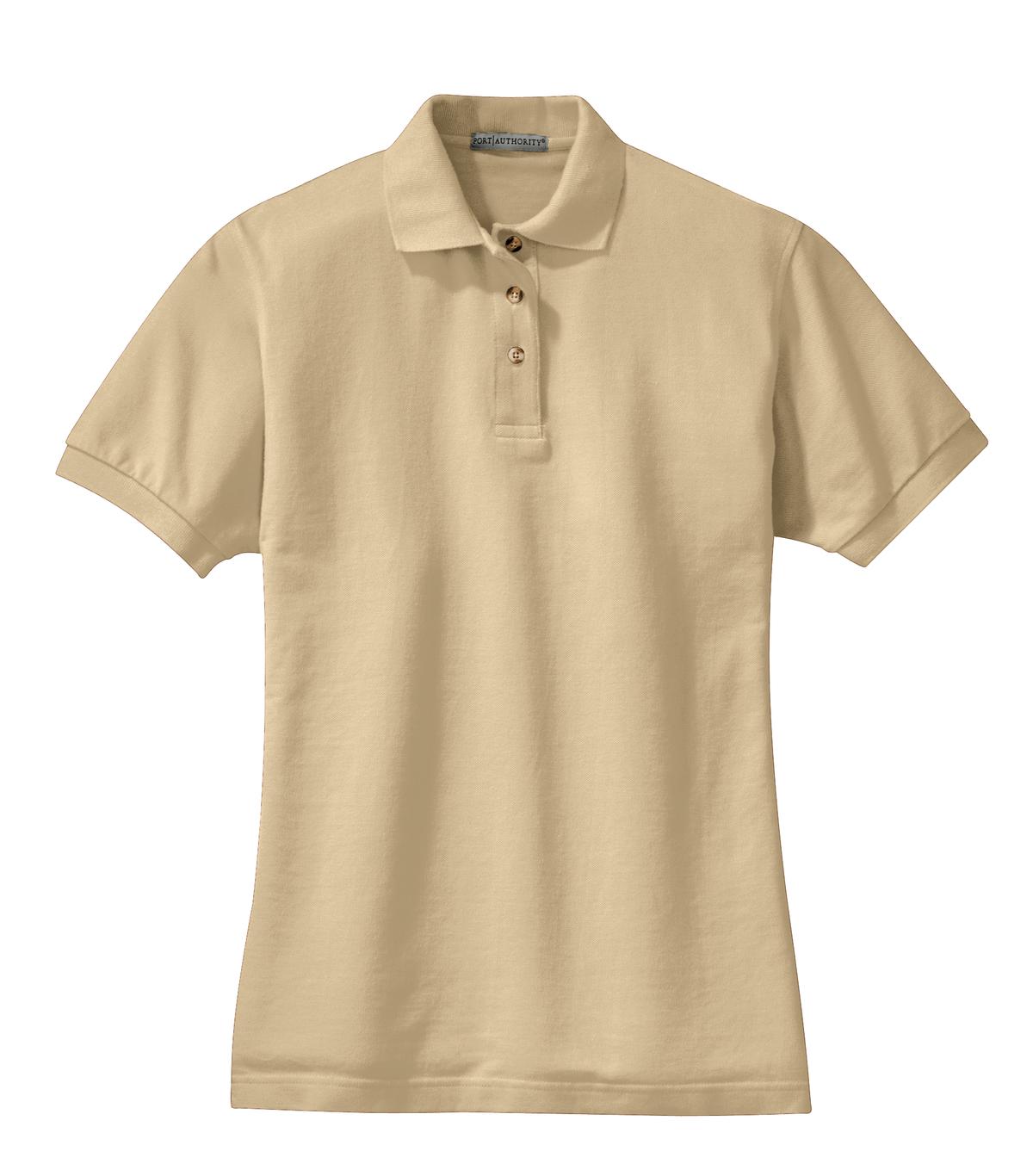 Front View of Stone Port Authority Women's Heavyweight Cotton Pique Polo. L420