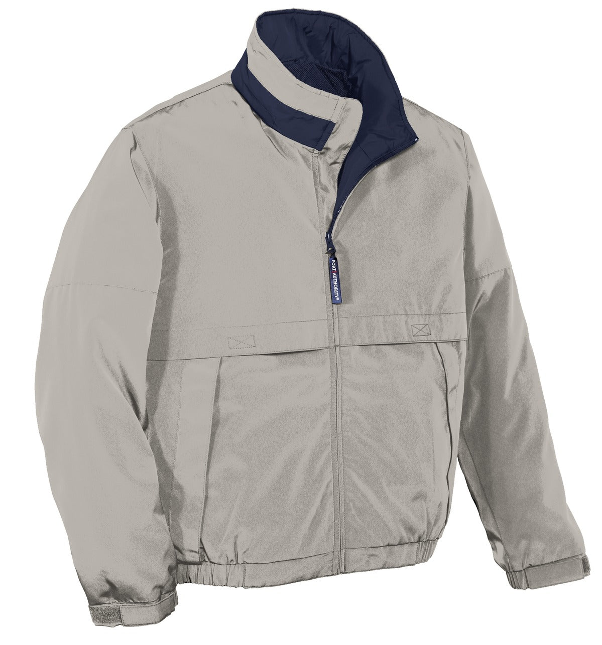 Front View of Stone/Dark Nvy Port Authority Legacy Jacket. J764