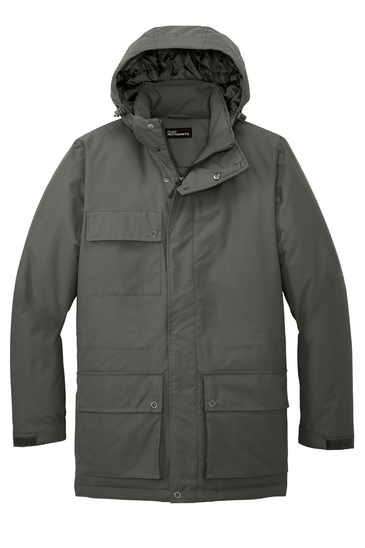 Front View of StormGrey Port Authority Excursion Parka J599
