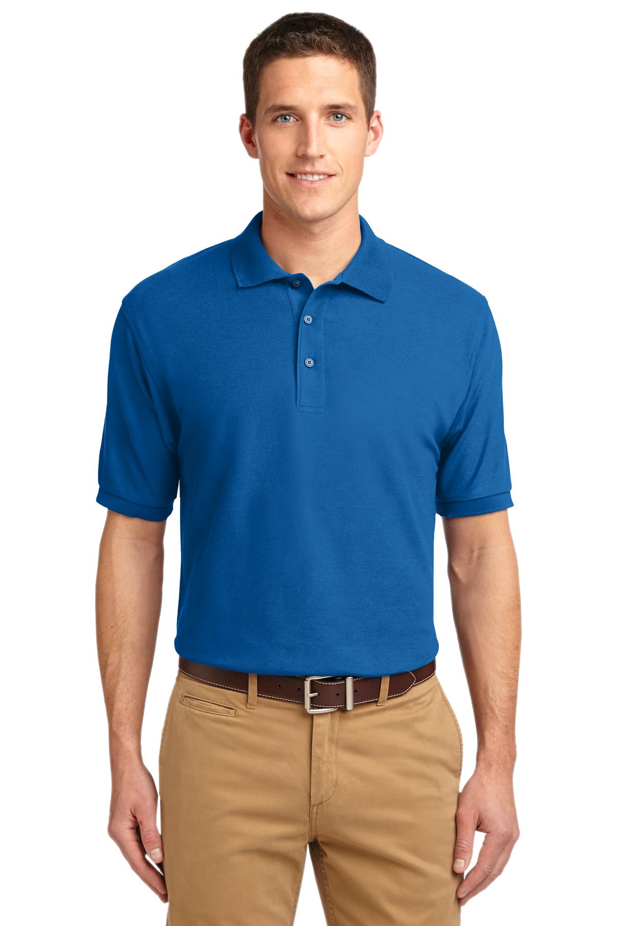 Front View of Strong Blue Port Authority Tall Silk Touch Polo. TLK500
