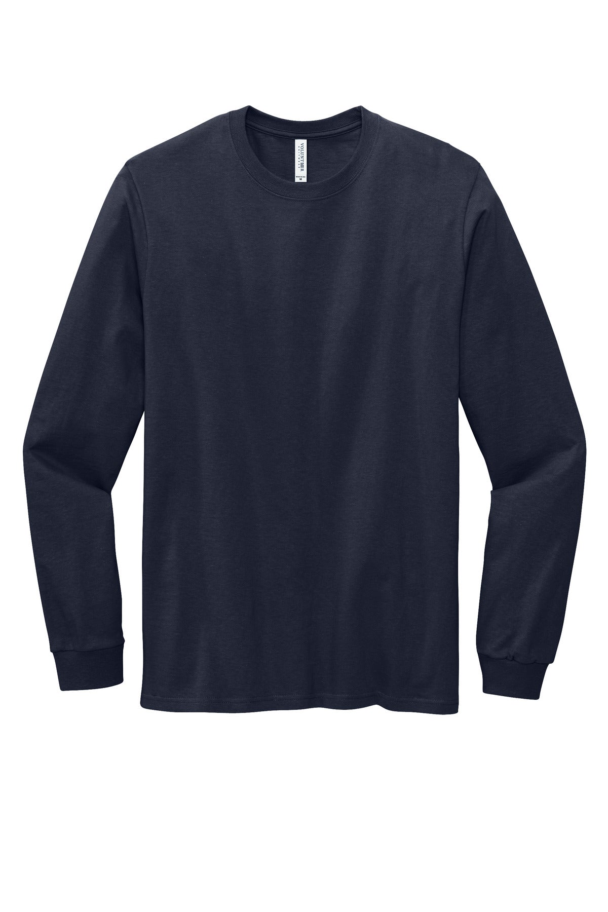 Front View of StrongNavy Volunteer Knitwear All-American Long Sleeve Tee VL100LS