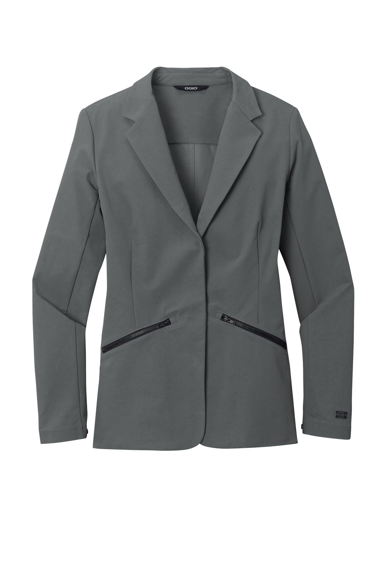Front View of TarmacGrey OGIO Women's Fusion Blazer LOG824