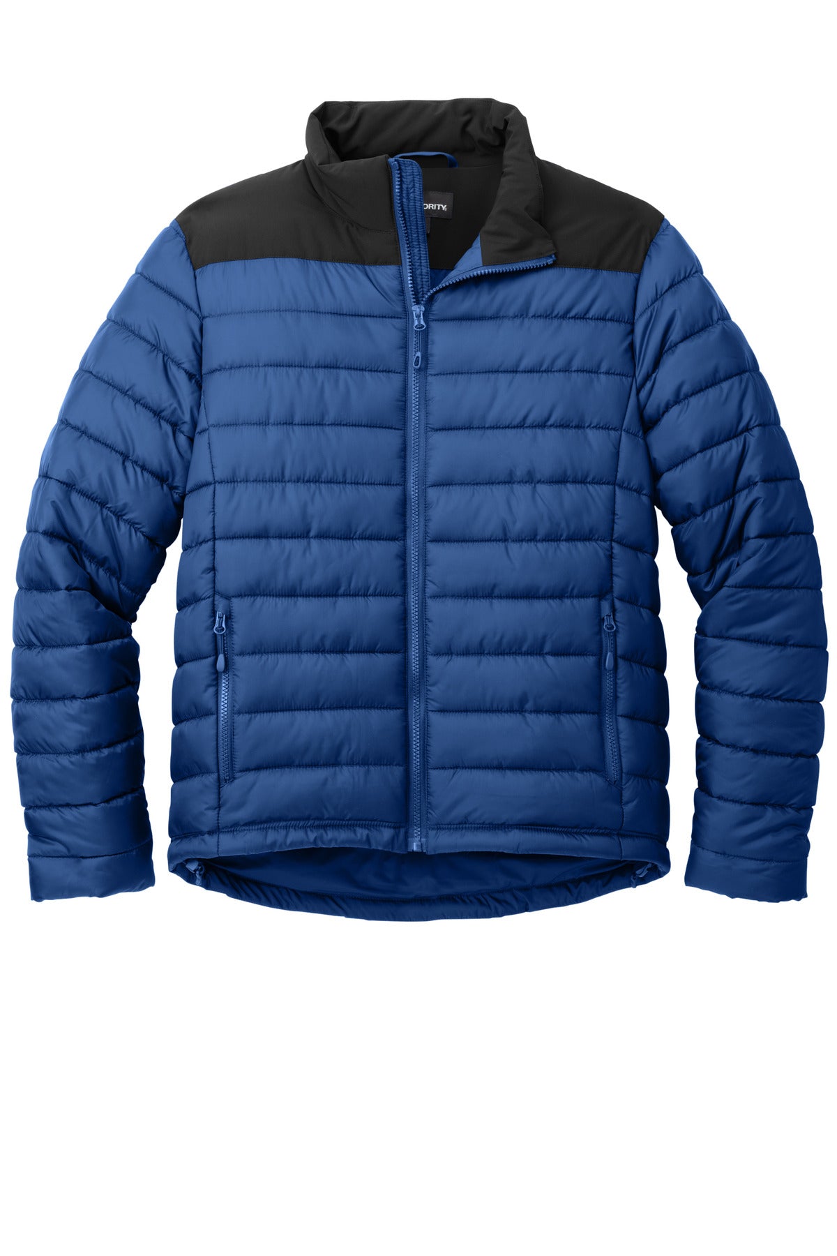 Front View of TBlu/DpBlk Port Authority Horizon Puffy Jacket J364