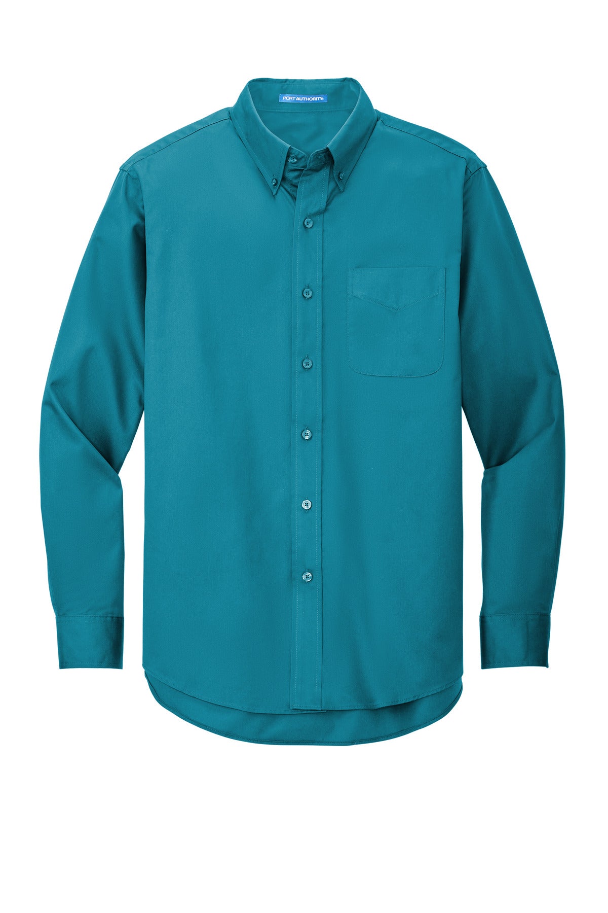 Front View of Teal Green Port Authority Extended Size Long Sleeve Easy Care Shirt S608ES