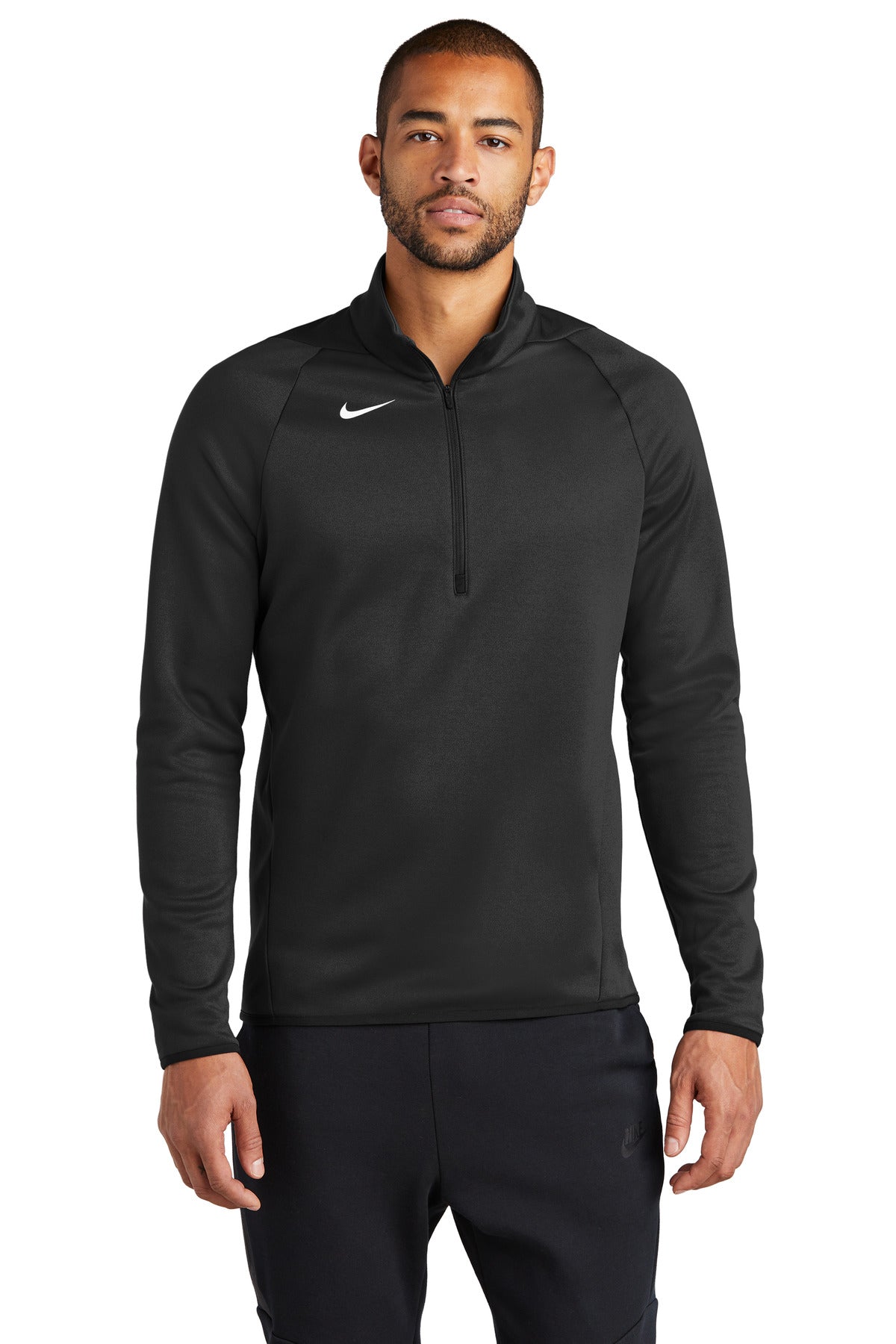 Front View of TeamBlack Nike Therma-FIT 1/4-Zip Fleece CN9492