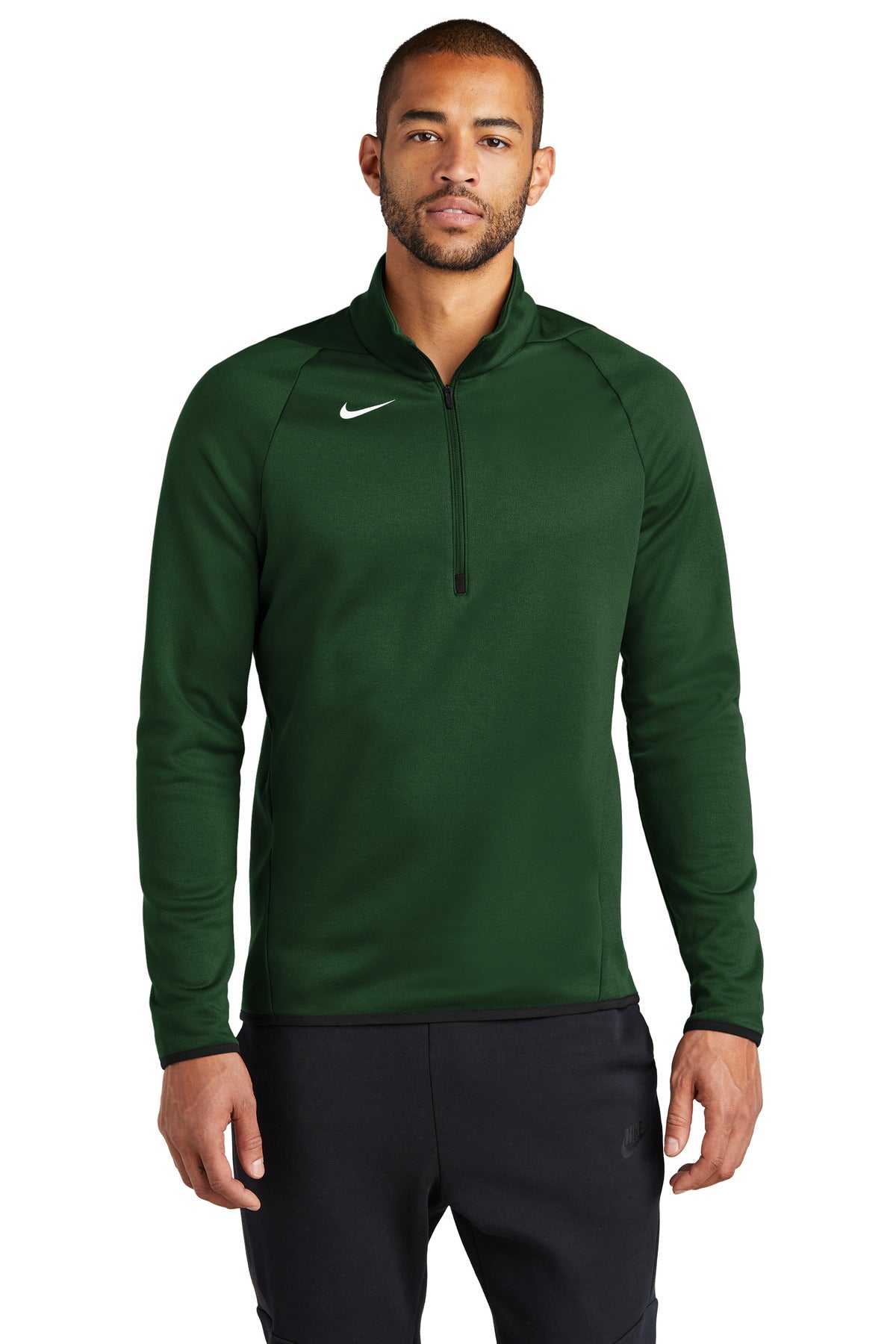 Front View of TeamDkGrn Nike Therma-FIT 1/4-Zip Fleece CN9492