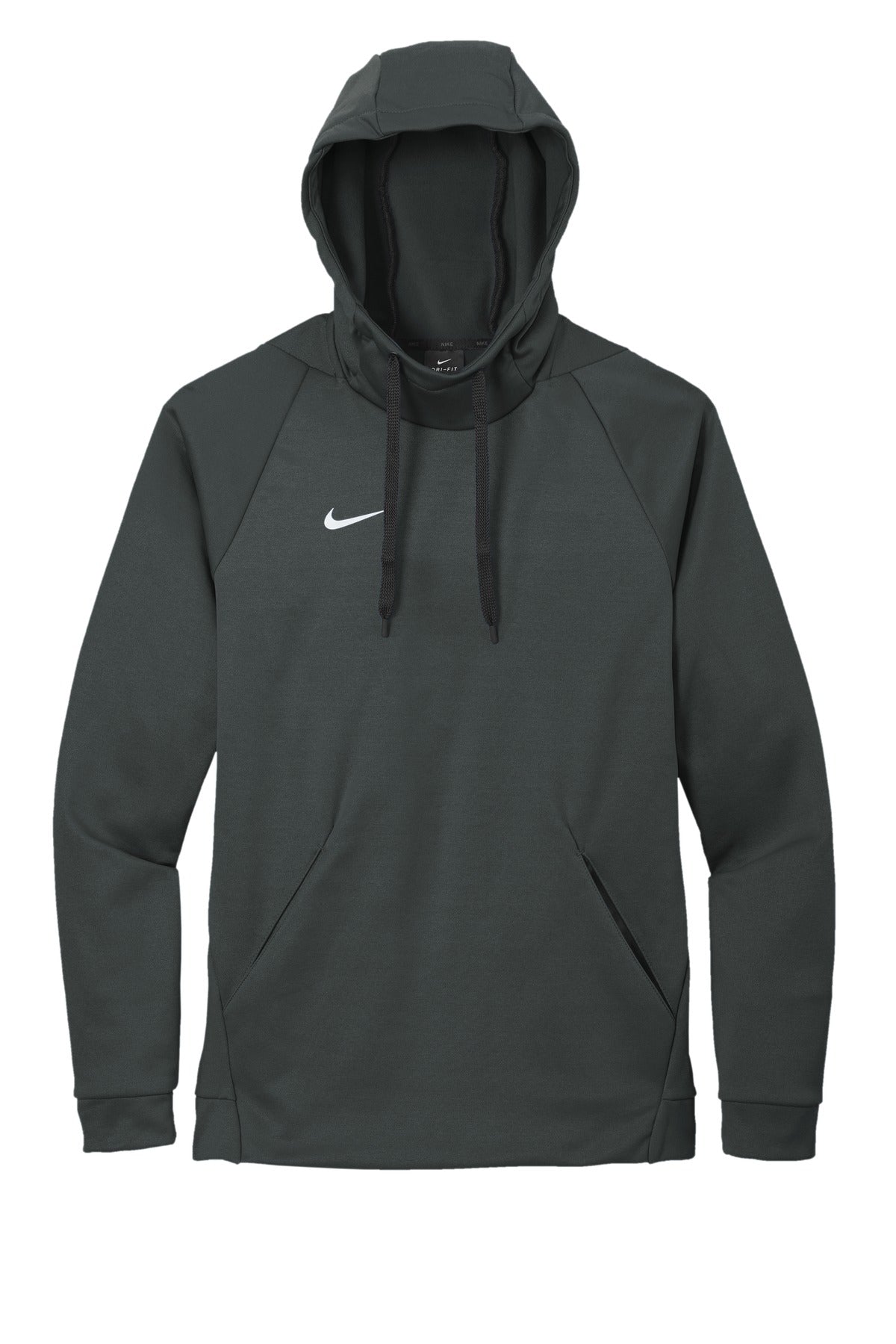 Front View of Tm Anthracite Nike Therma-FIT Pullover Fleece Hoodie CN9473