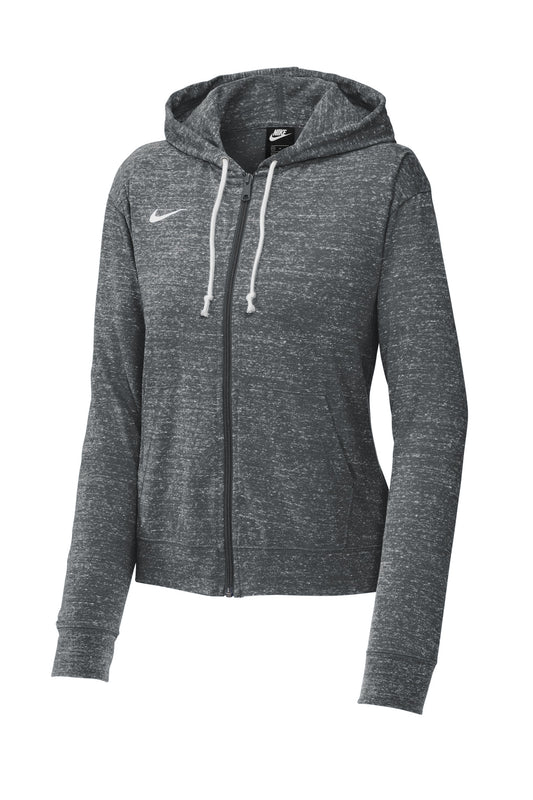 Front View of Tm Anthracite Nike Women's Gym Vintage Full-Zip Hoodie CN9402