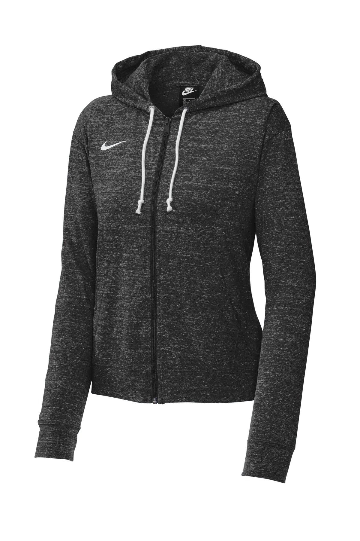Front View of Tm Black Nike Women's Gym Vintage Full-Zip Hoodie CN9402