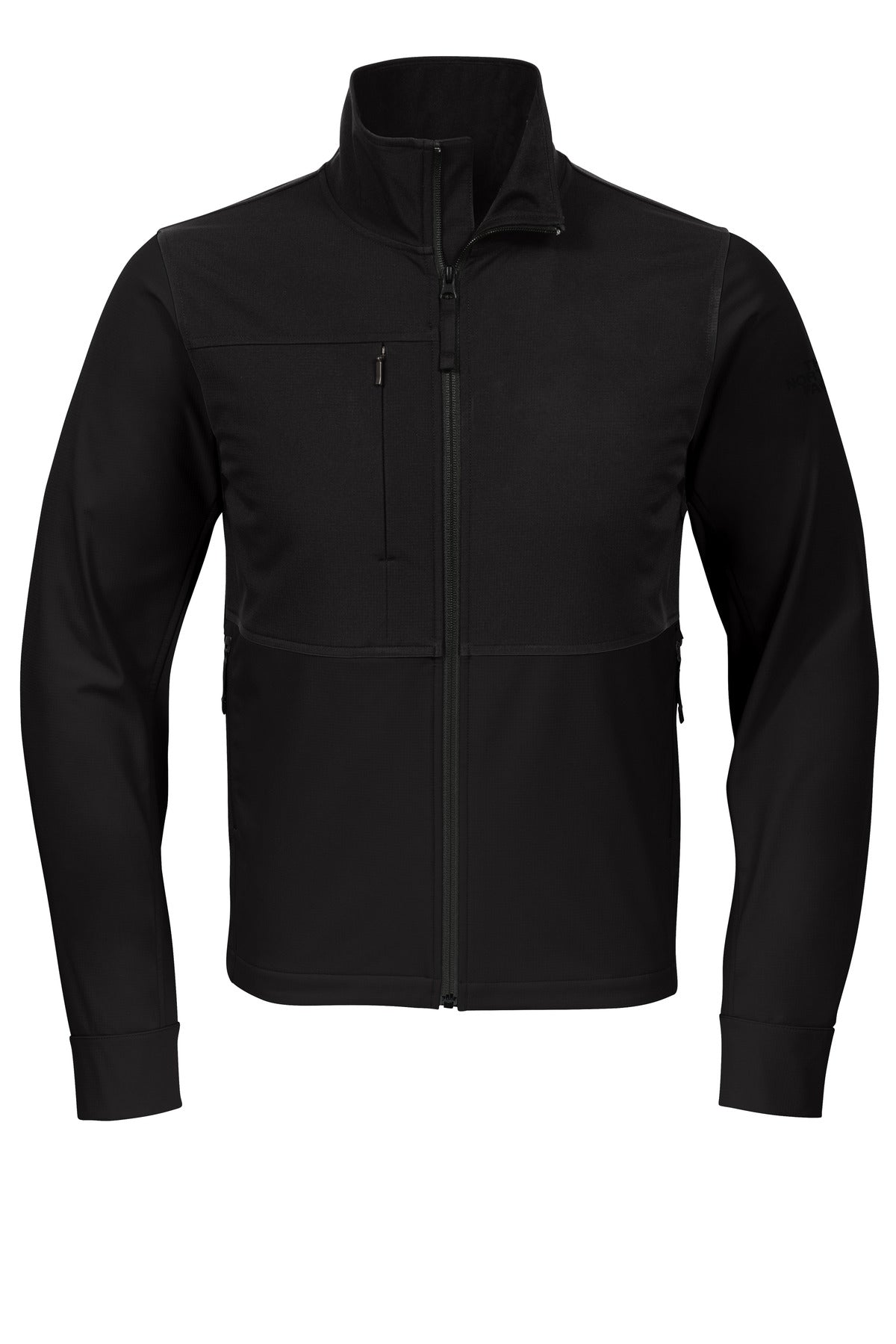 Front View of TNF Black The North Face Castle Rock Soft Shell Jacket. NF0A552Z