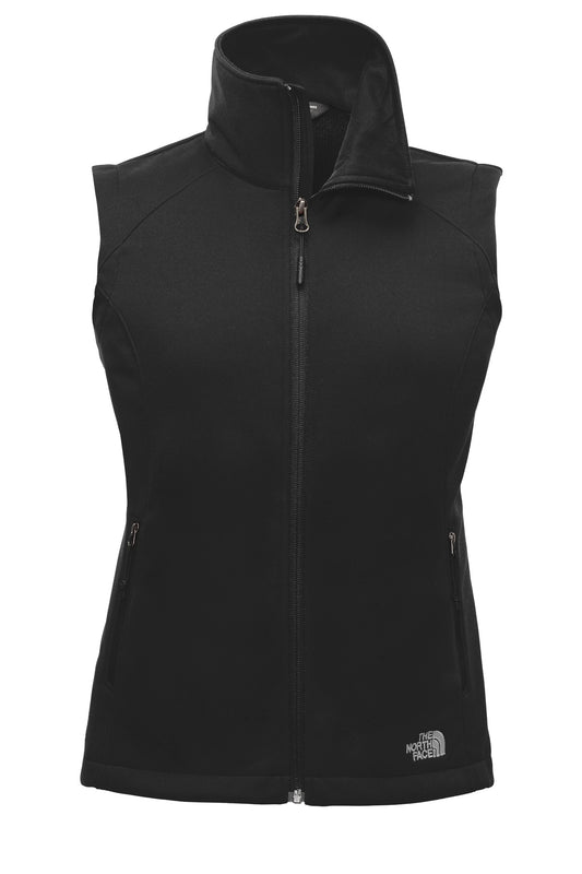 Front View of TNF Black The North Face Women's Ridgewall Soft Shell Vest. NF0A3LH1 plain