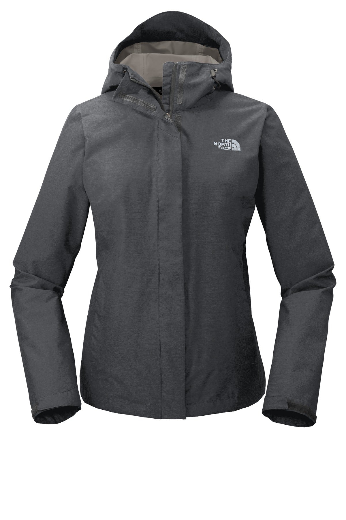 Front View of TNF Dk Grey He The North Face Women's DryVent Rain Jacket. NF0A3LH5