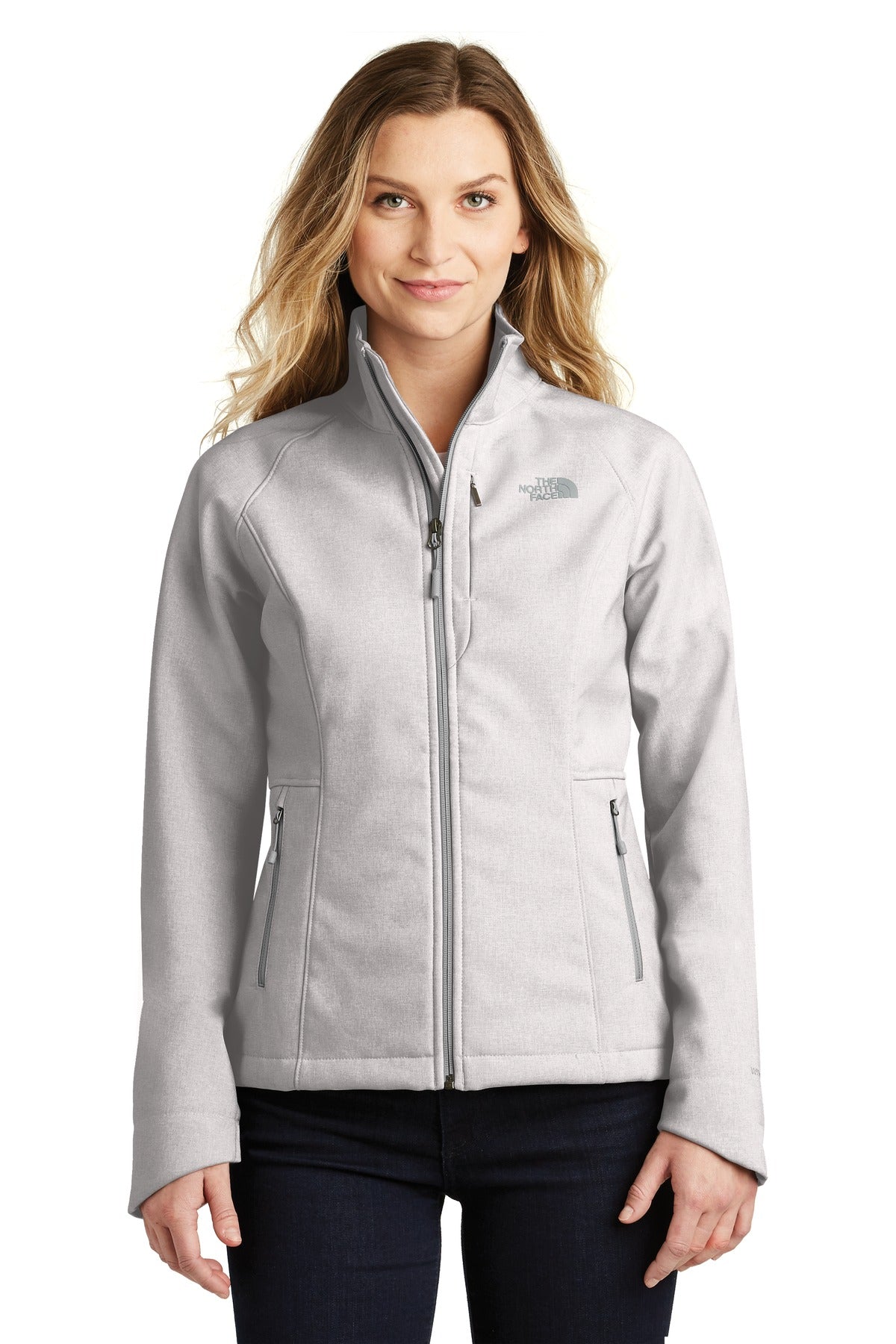 Front View of TNF Lt Grey He The North Face Women's Apex Barrier Soft Shell Jacket. NF0A3LGU