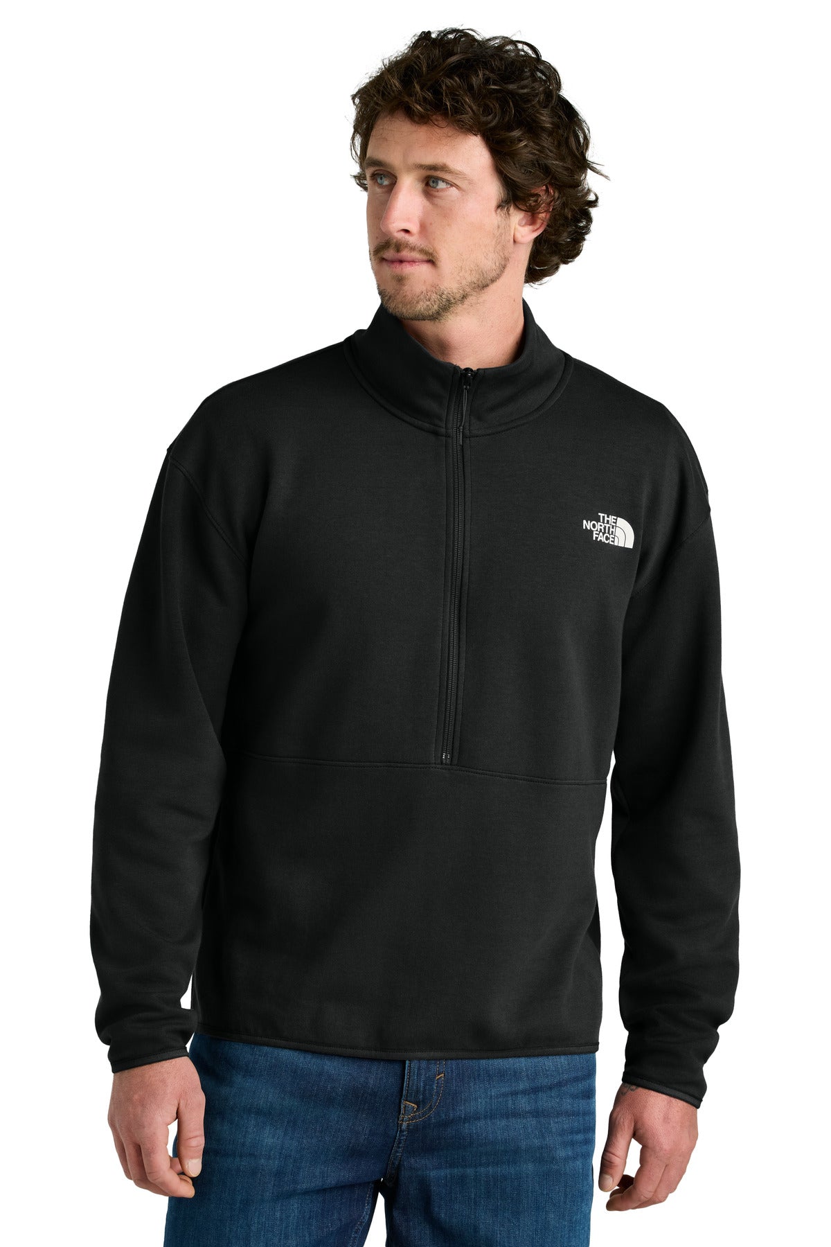 Front View of TNFBlack The North Face Double-Knit 1/2-Zip Fleece NF0A8C5G