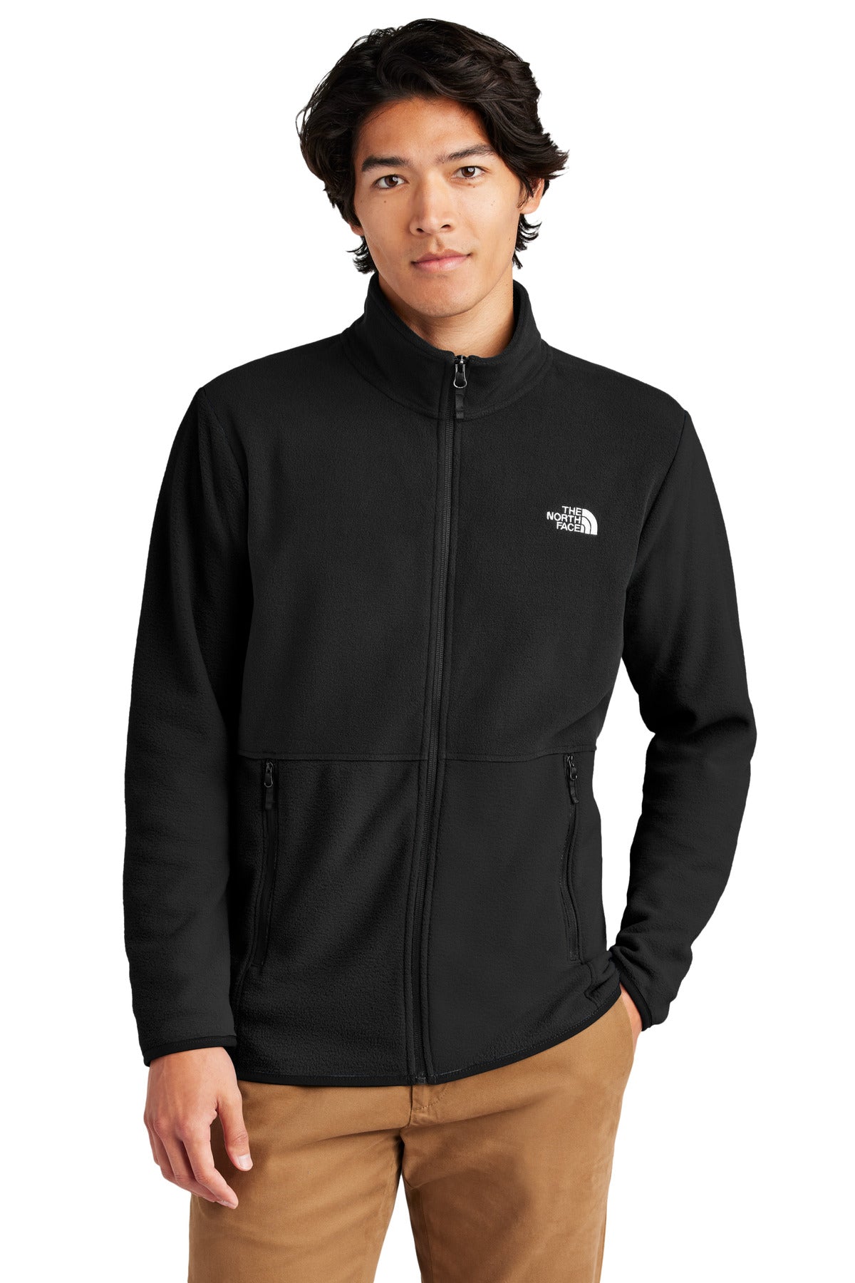 Front View of TNFBlack The North Face Glacier Full-Zip Fleece Jacket NF0A7V4J