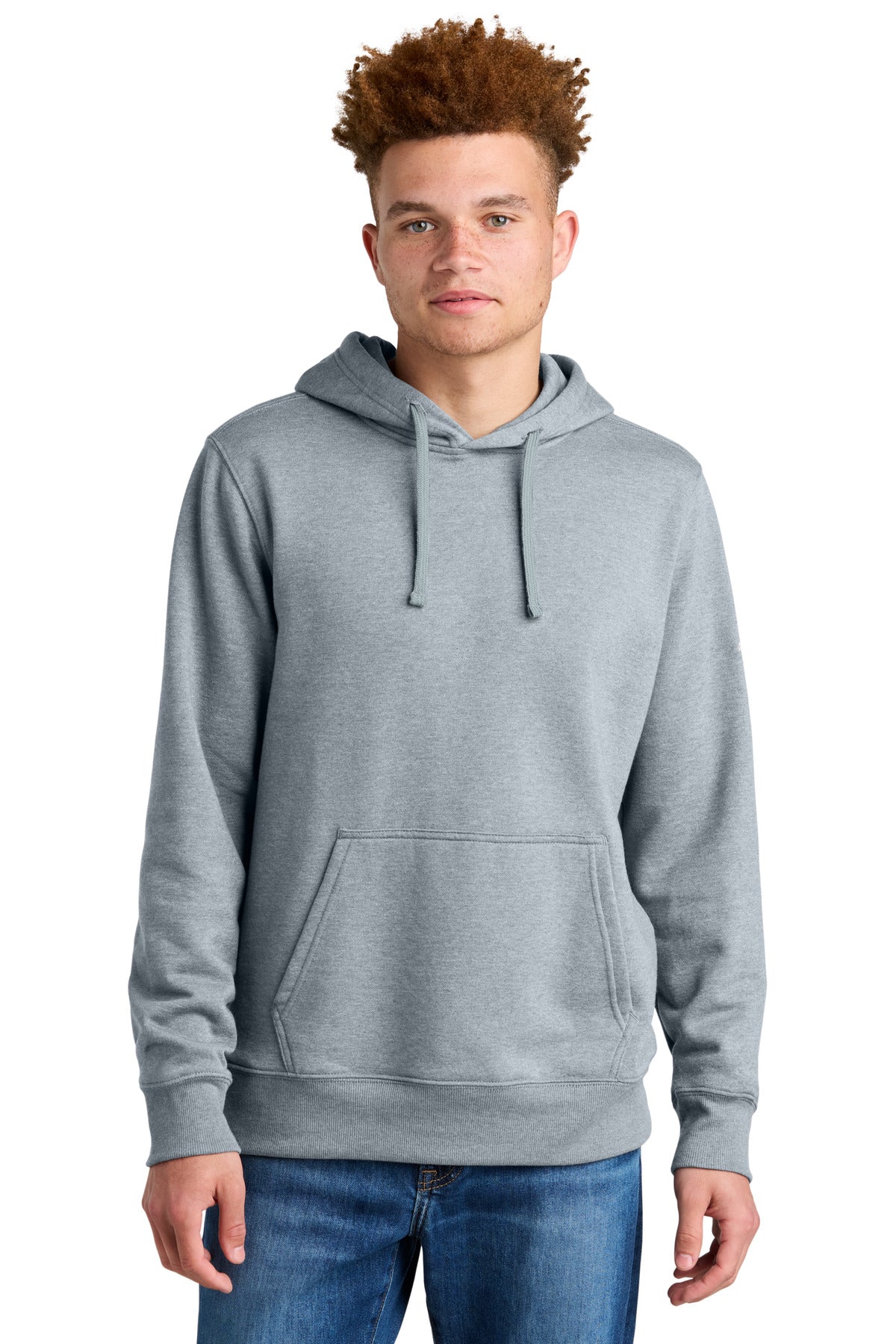 Front View of TNFLtGyHt The North Face Sleeve Logo Pullover Hoodie NF0A8AU0
