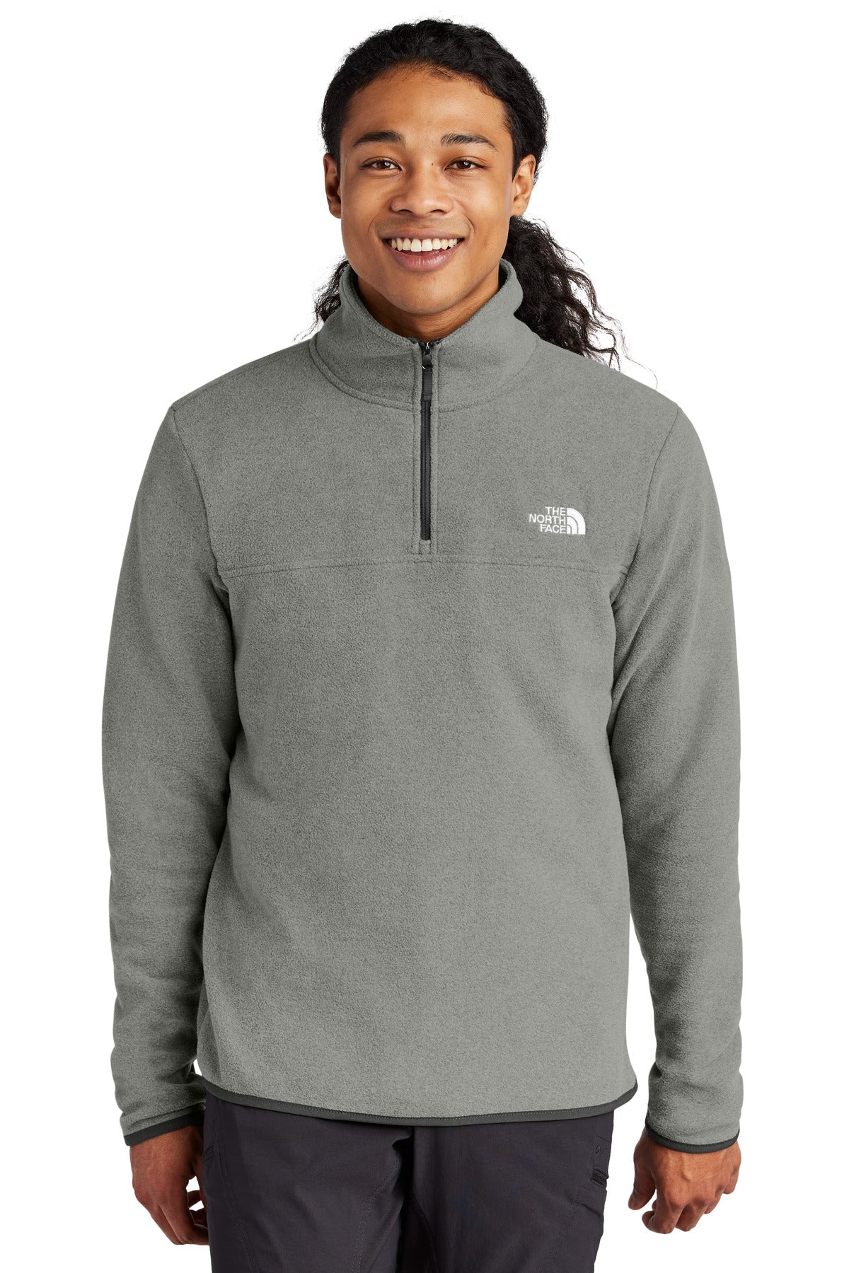 Front View of TNFMdGyHt The North Face Glacier 1/4-Zip Fleece NF0A7V4L