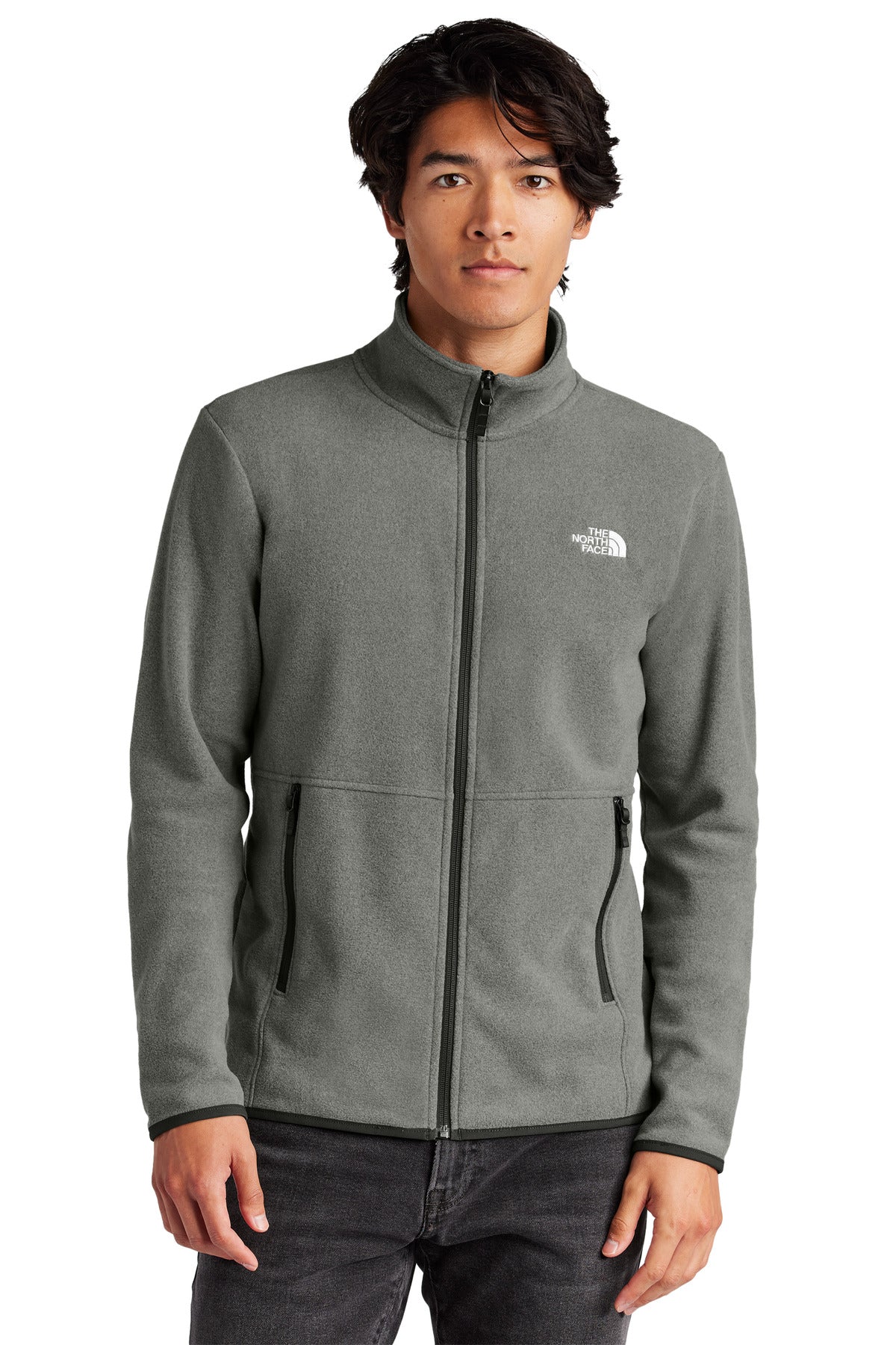 Front View of TNFMdGyHt The North Face Glacier Full-Zip Fleece Jacket NF0A7V4J