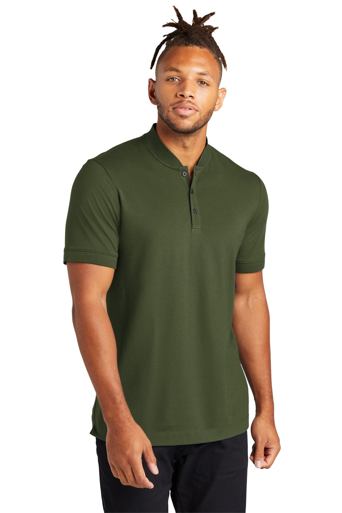 Front View of TownsendGn Mercer+Mettle Stretch Pique Henley MM1008