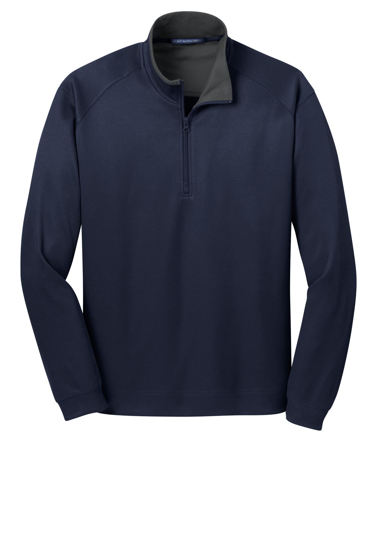 Front View of Tr Nvy/Iron Gy Port Authority Vertical Texture 1/4-Zip Pullover. K805