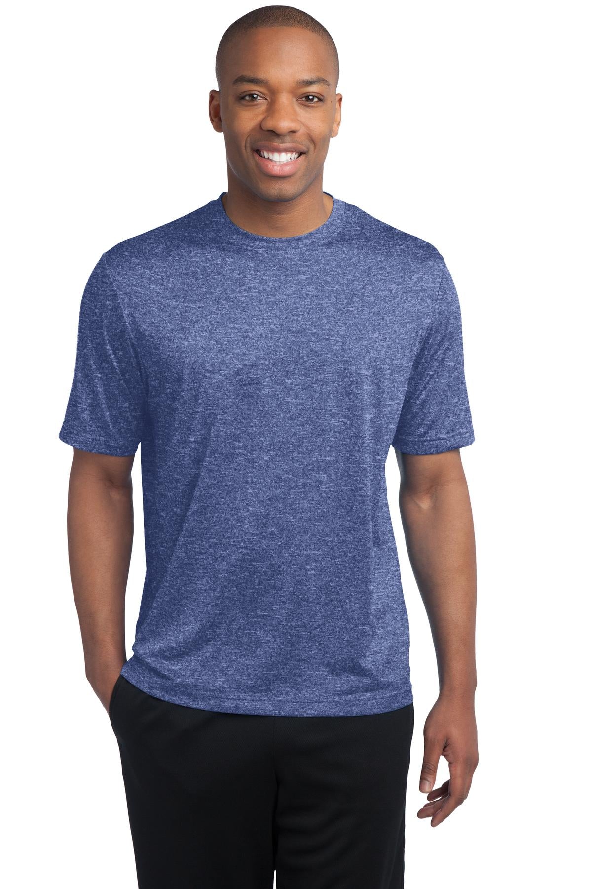 Front View of Tr Royal Hthr Sport-Tek Tall Heather Contender Tee. TST360