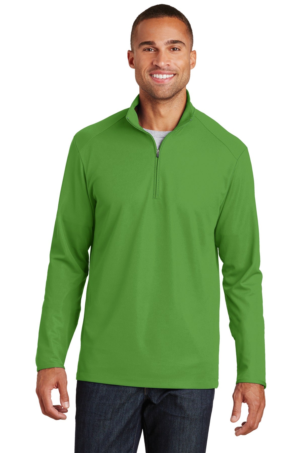 Front View of Treetop Green Port Authority Pinpoint Mesh 1/2-Zip. K806