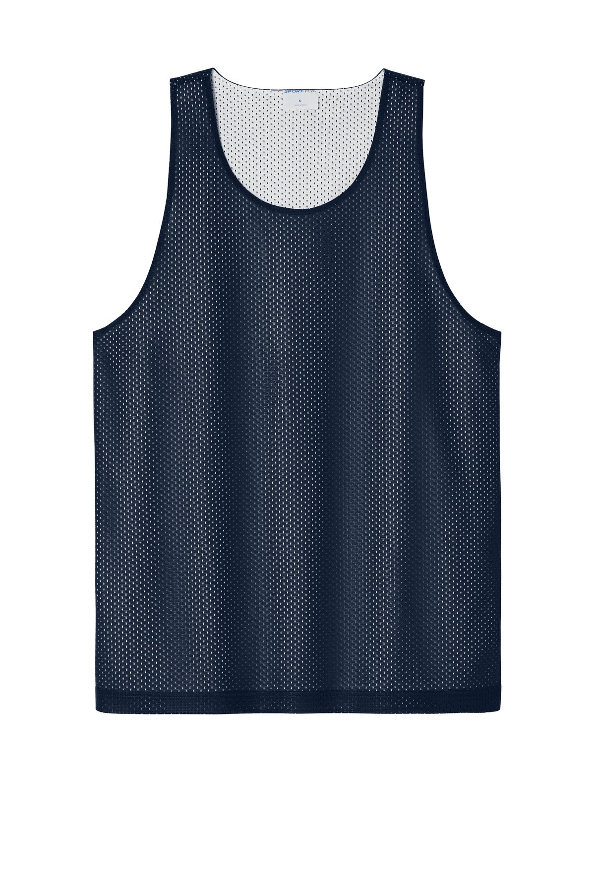 Front View of TrNv/White Sport-Tek PosiCharge Reversible Mesh Tank ST5000