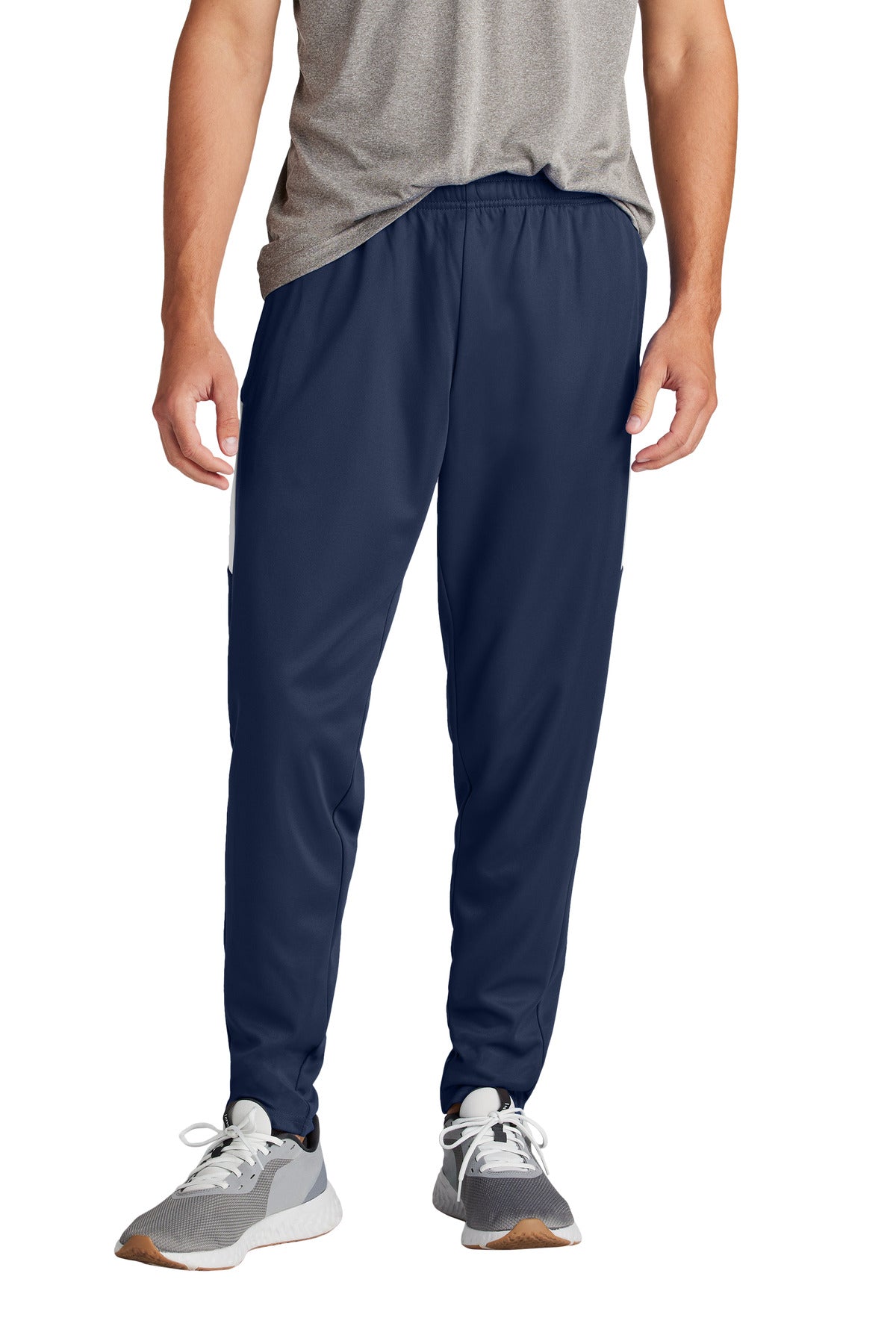Front View of TrNv/White Sport-Tek Travel Pant PST800