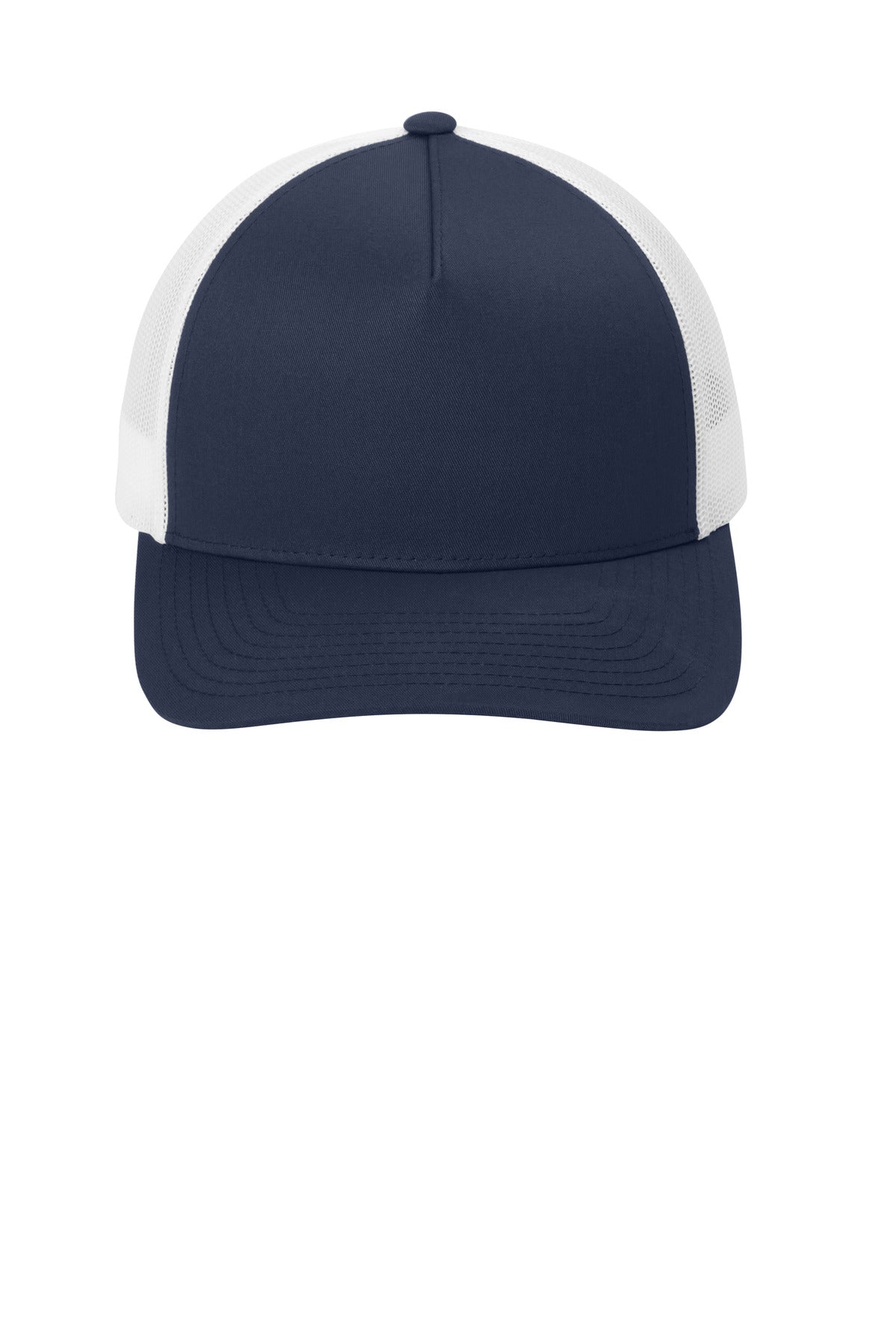 Front View of TrNv/White Sport-Tek YP Classics Retro Trucker 5-Panel Cap STC54