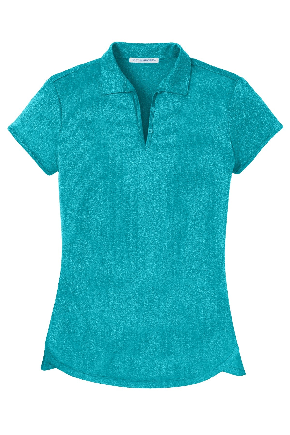 Front View of Tropic Blue He Port Authority Women's Trace Heather Polo. L576