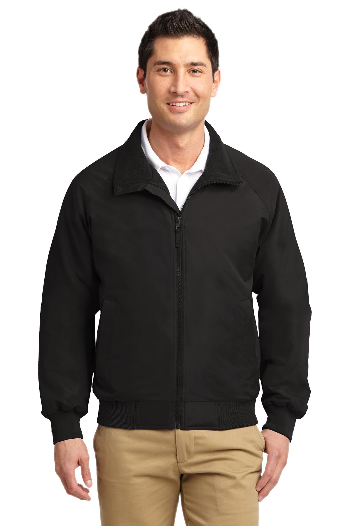Front View of True Black Port Authority Charger Jacket. J328