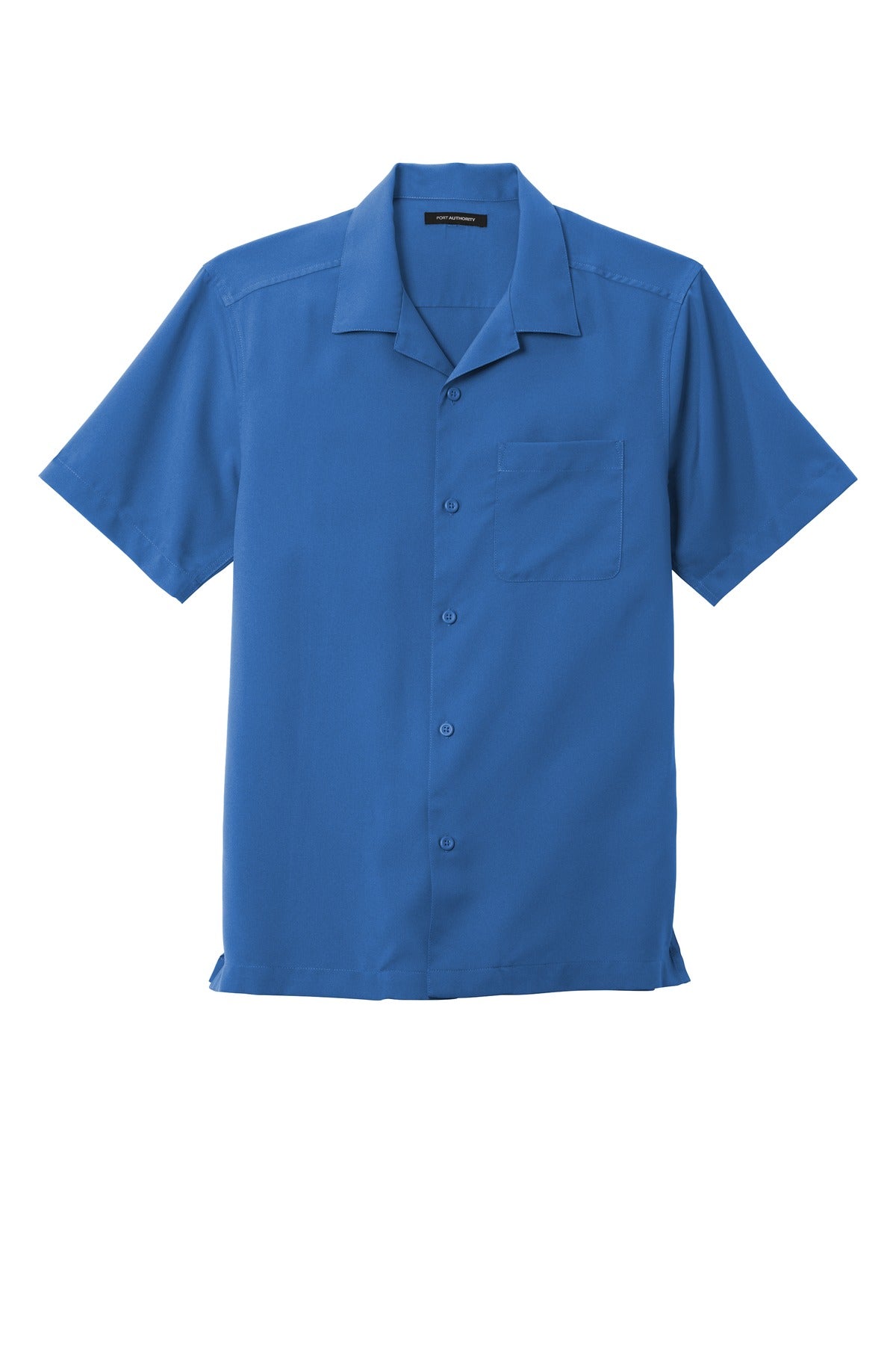 Front View of True Blue Port Authority Short Sleeve Performance Staff Shirt W400