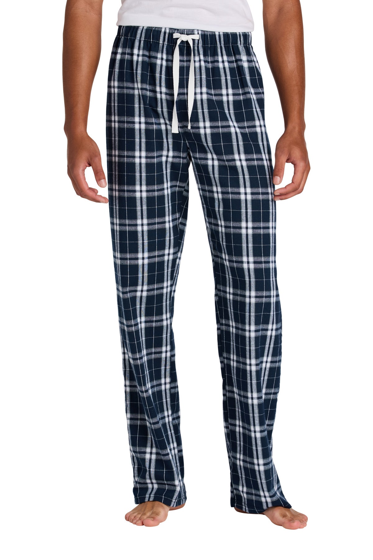 Front View of True Navy District Flannel Plaid Pant. DT1800