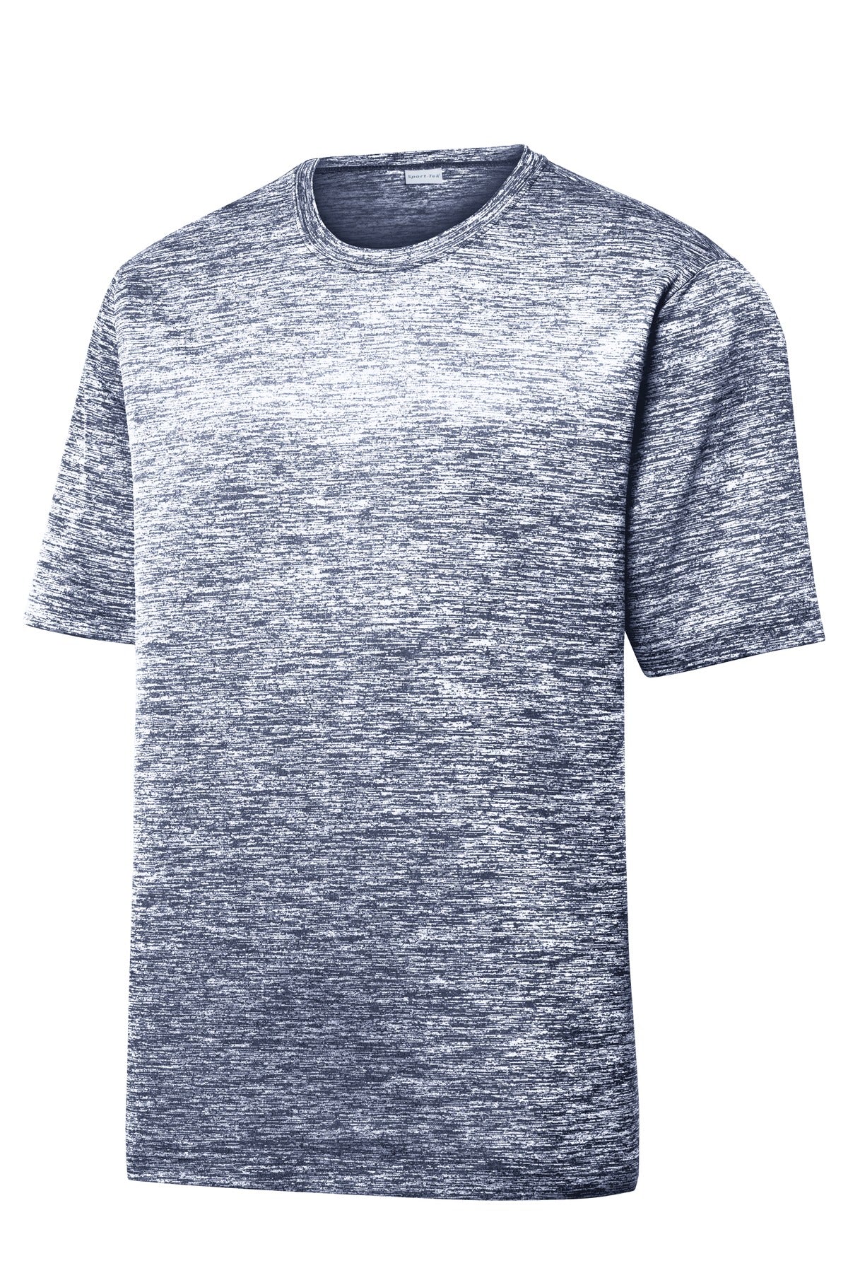 Front View of True Navy Elec Sport-Tek PosiCharge Electric Heather Tee. ST390