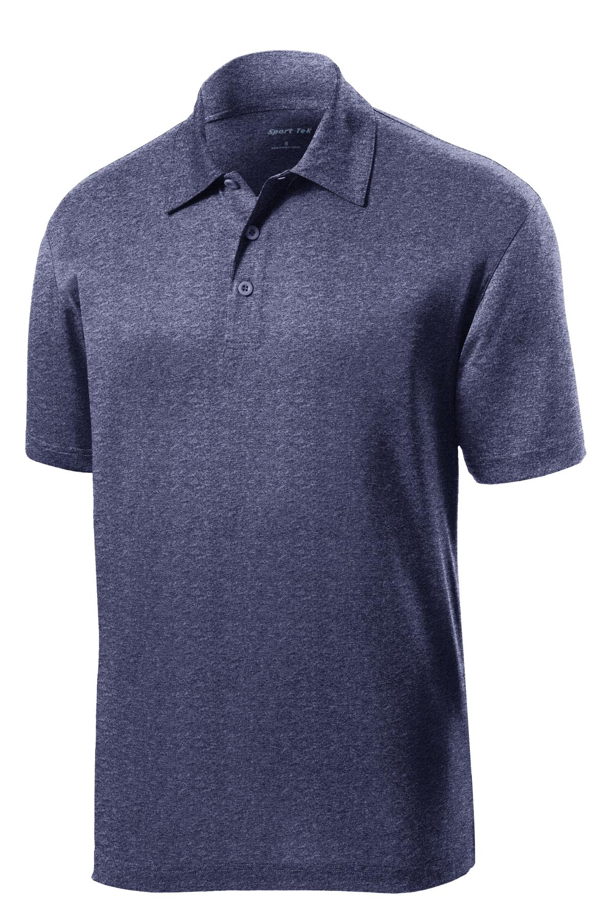 Front View of True Navy Hthr Sport-Tek Heather Contender Polo. ST660