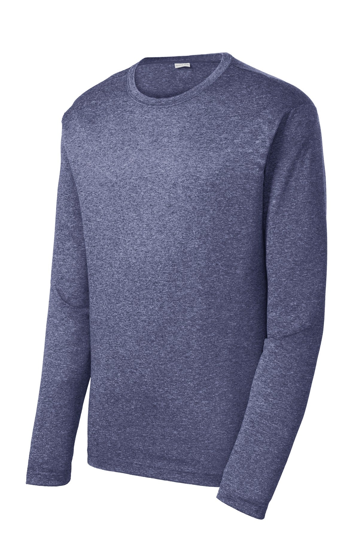 Front View of True Navy Hthr Sport-Tek Long Sleeve Heather Contender Tee. ST360LS