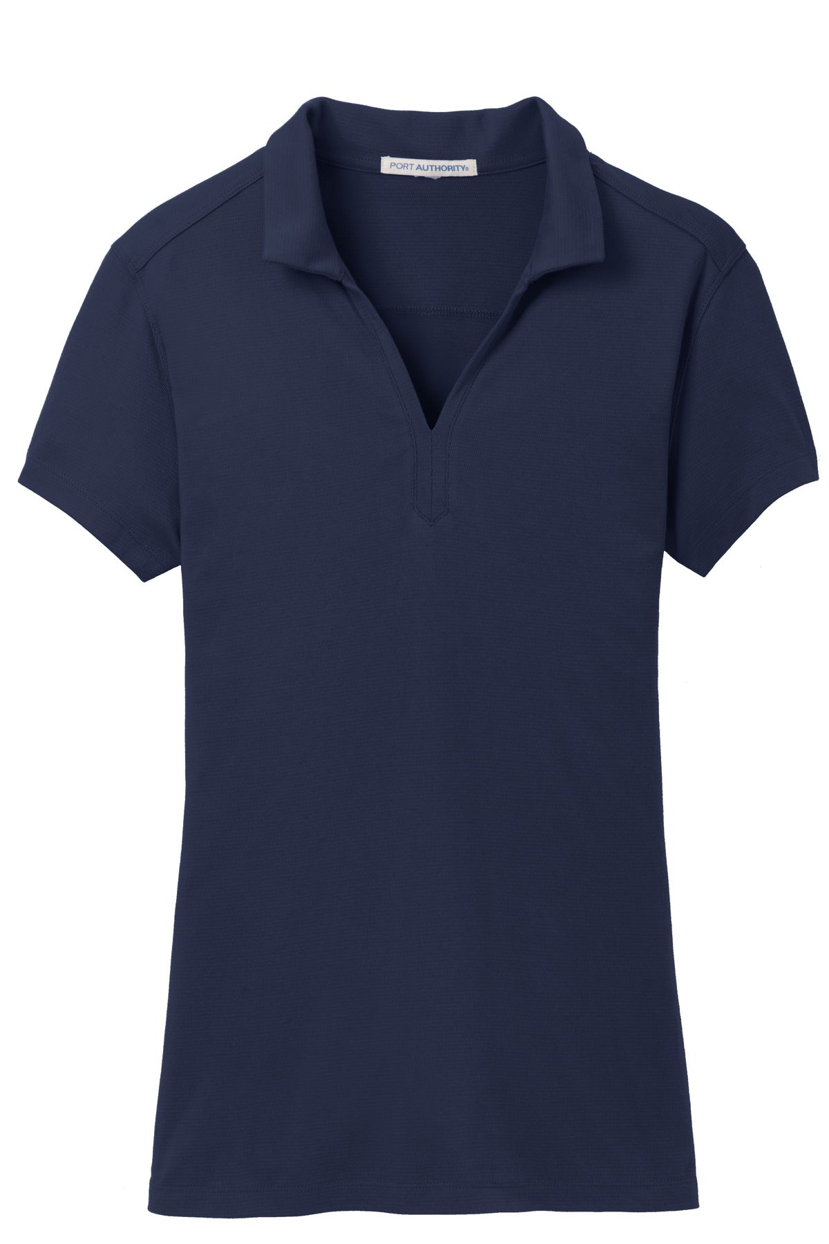Front View of True Navy Port Authority Women's Rapid Dry Mesh Polo. L573