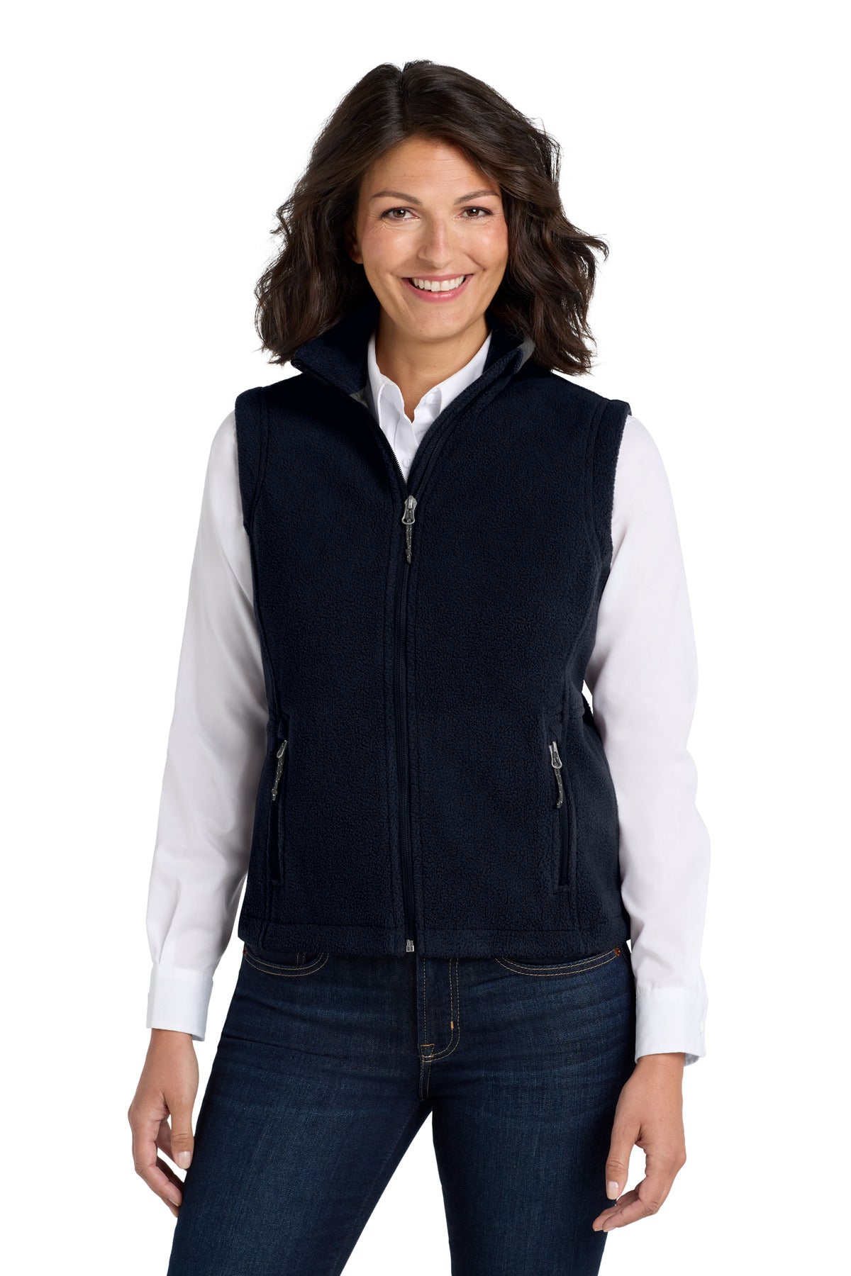 Front View of True Navy Port Authority Women's Value Fleece Vest. L219