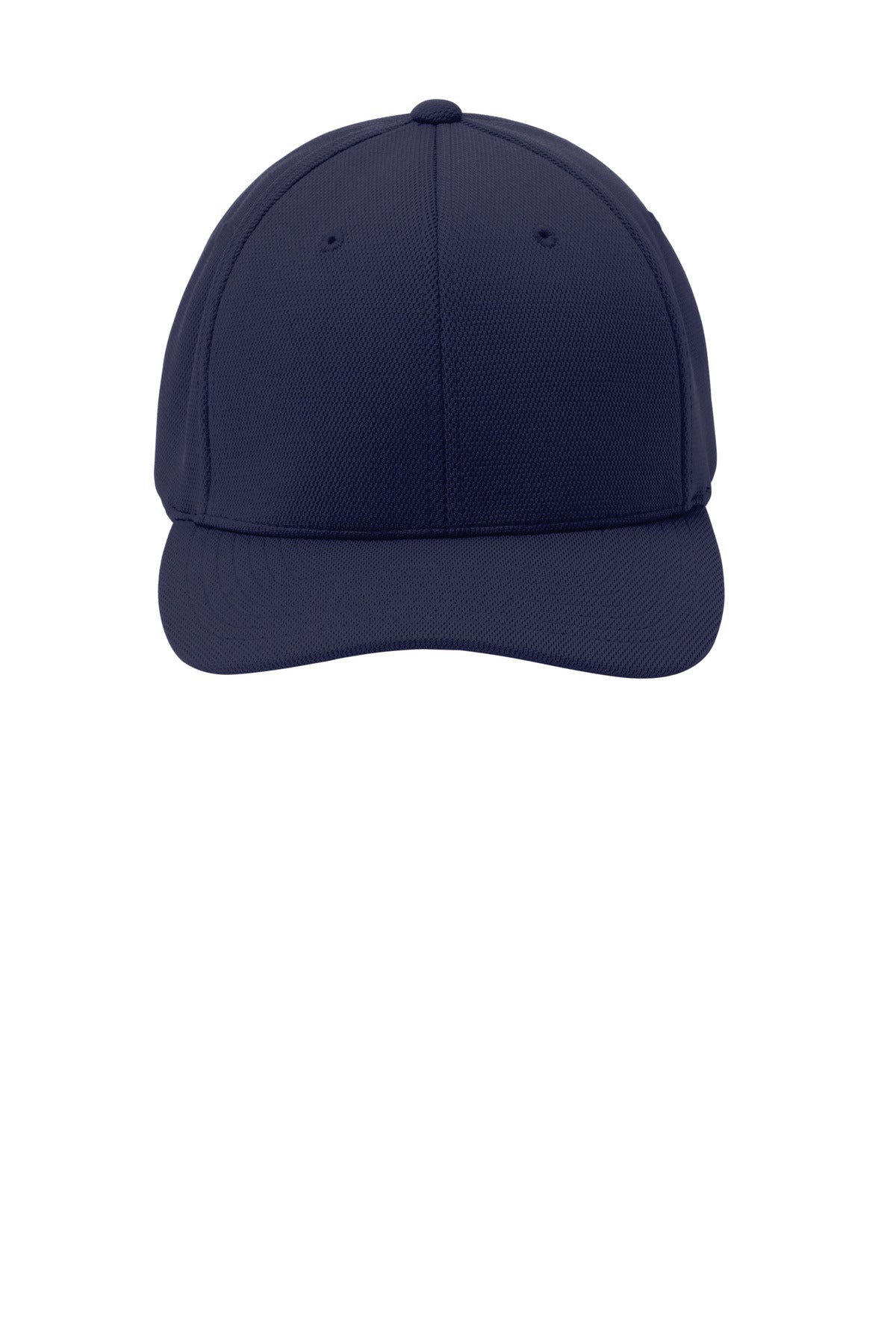 Front View of True Navy Sport-Tek Flexfit Cool & Dry Poly Block Mesh Cap. STC22