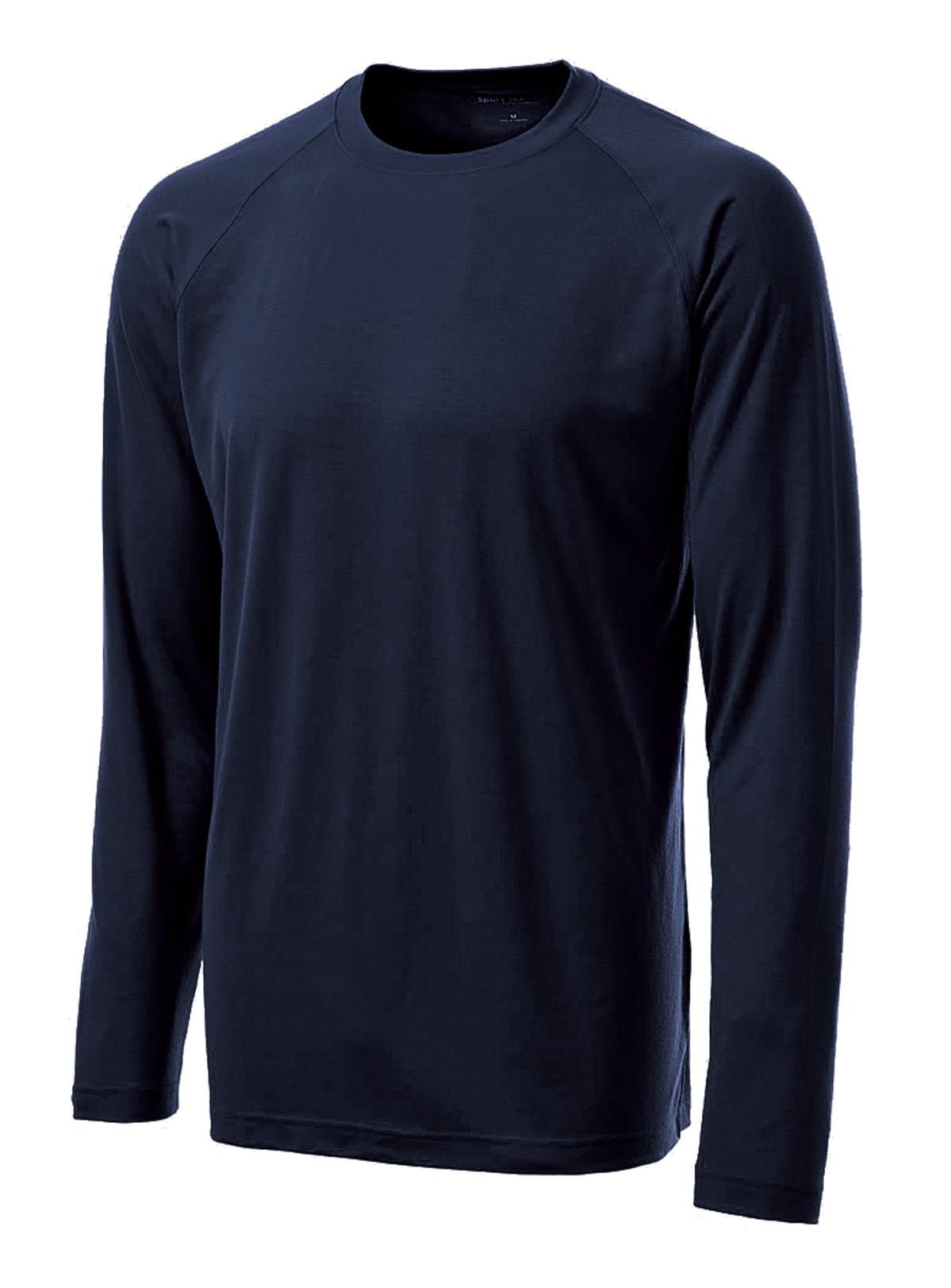 Front View of True Navy Sport-Tek Long Sleeve Ultimate Performance Crew. ST700LS