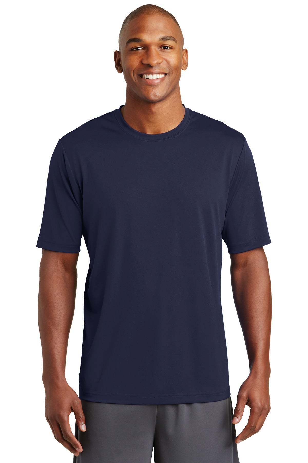 Front View of True Navy Sport-Tek PosiCharge Tough Tee . ST320