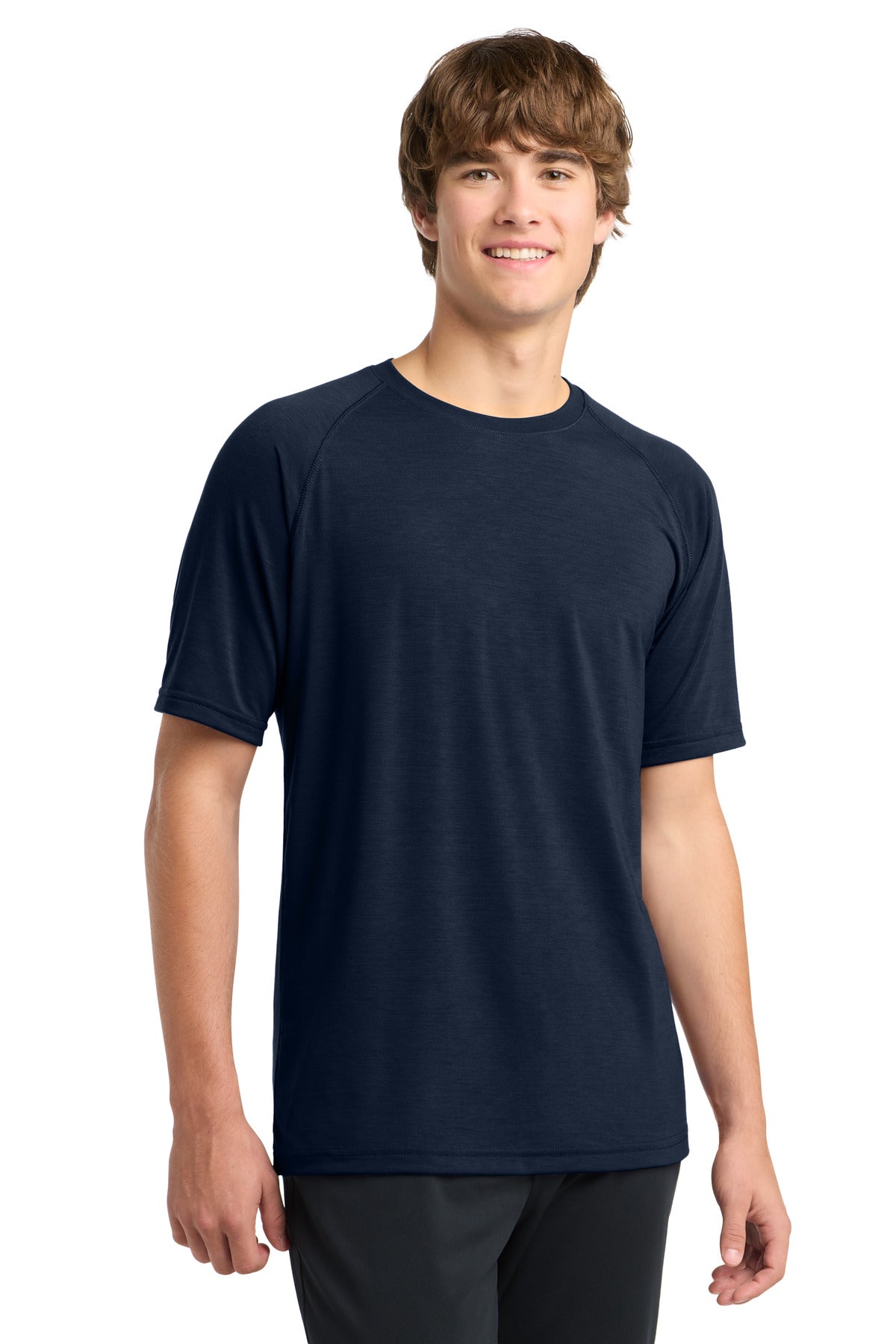 Front View of True Navy Sport-Tek Ultimate Performance Crew. ST700