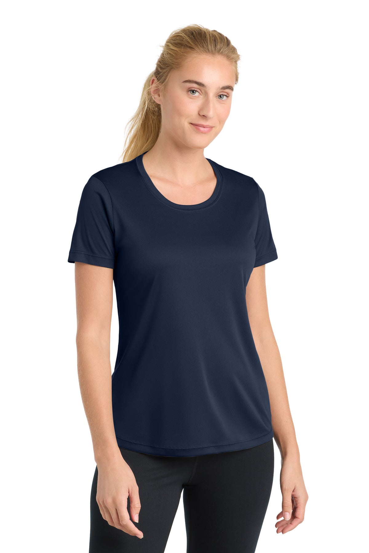 Front View of True Navy Sport-Tek Women's PosiCharge Competitor Tee. LST350